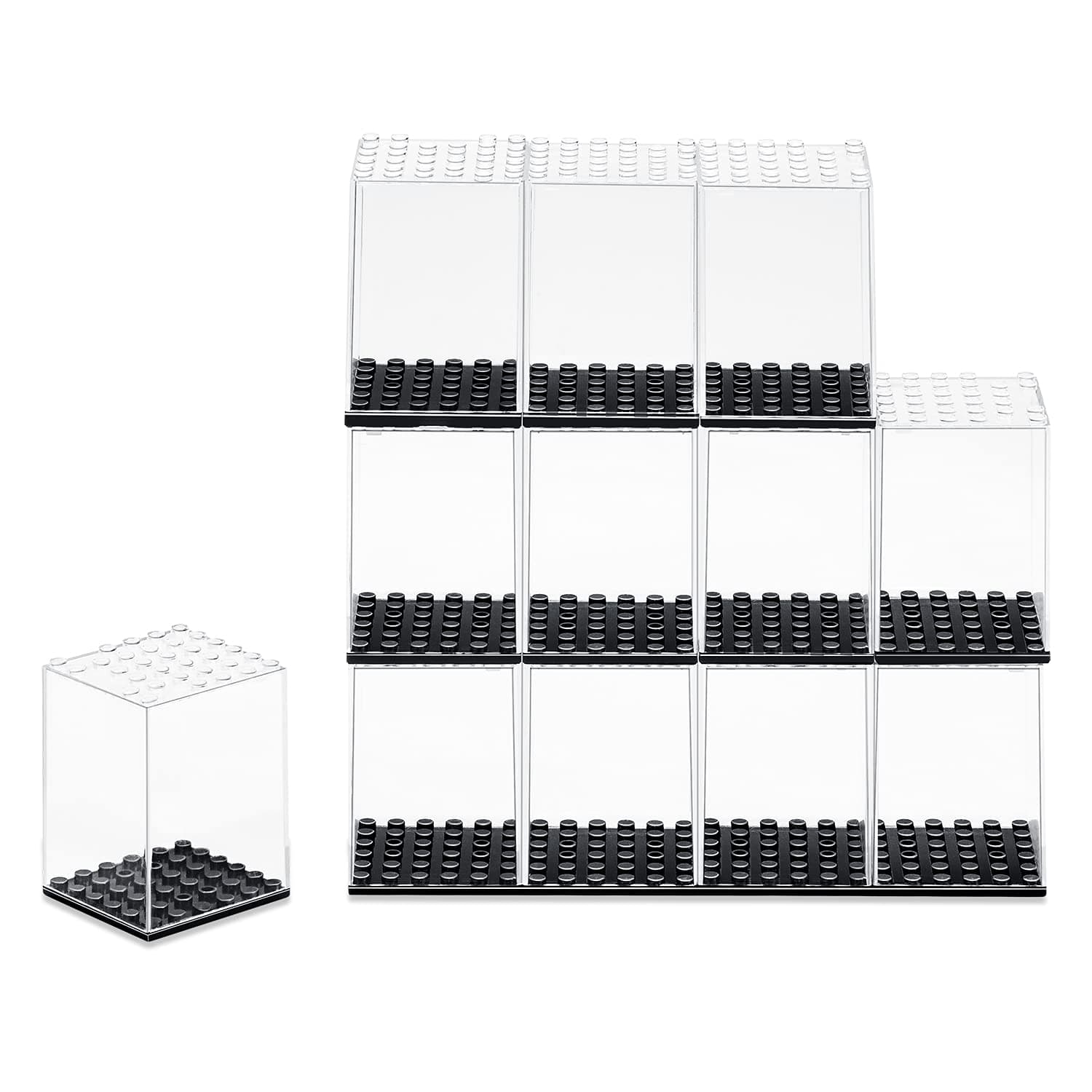 Acrylic Display Case for Minifigures & Collectibles - 12-Block Stackable, High-Transparency Storage Box