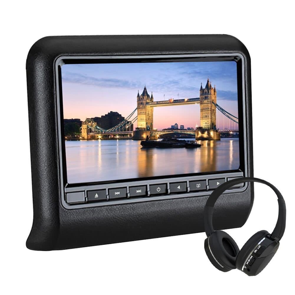 Car Headrest DVD Player Universal 10.1’’ Multimedia Artificial Leather Wide View TFT LCD Screen WZMIRAI Tablet-Style Clip-On dvd player for trip Support IR/USB/SD/FM with Remote Control