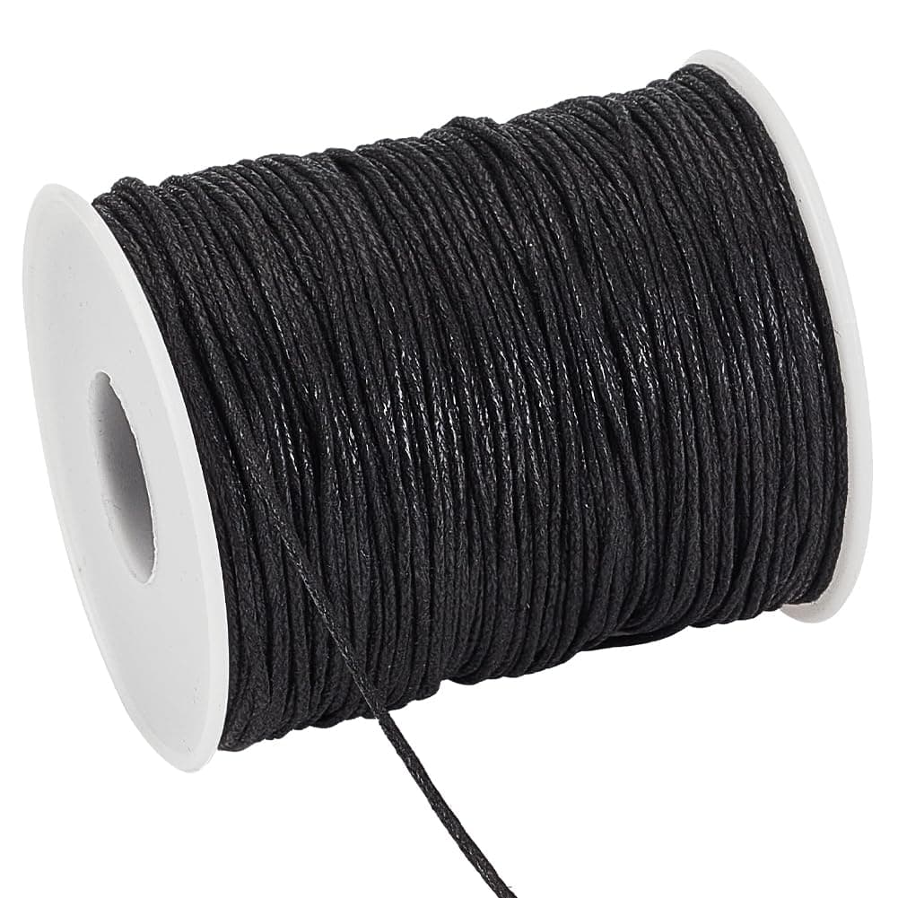 PH PandaHall 1 Roll 1Mm Waxed Cotton Cord Thread Beading String 100 Yards Per Roll Spool For Jewelry Making And Macrame Supplies 1mm-100 Yards Black