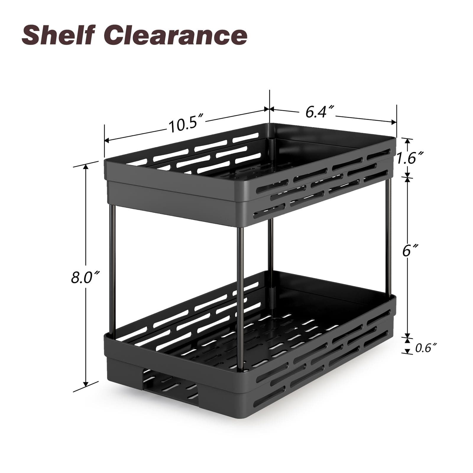 Drawer Spice Rack Organizer for Cabinets, 2 Pack Wide Slide-Out Spice Rack Organizer, Spice Cabinet Organizer Required Cabinet Size: 12"H x 11"D x 6.75"W Each Tier Holds 15 Spice Jars
