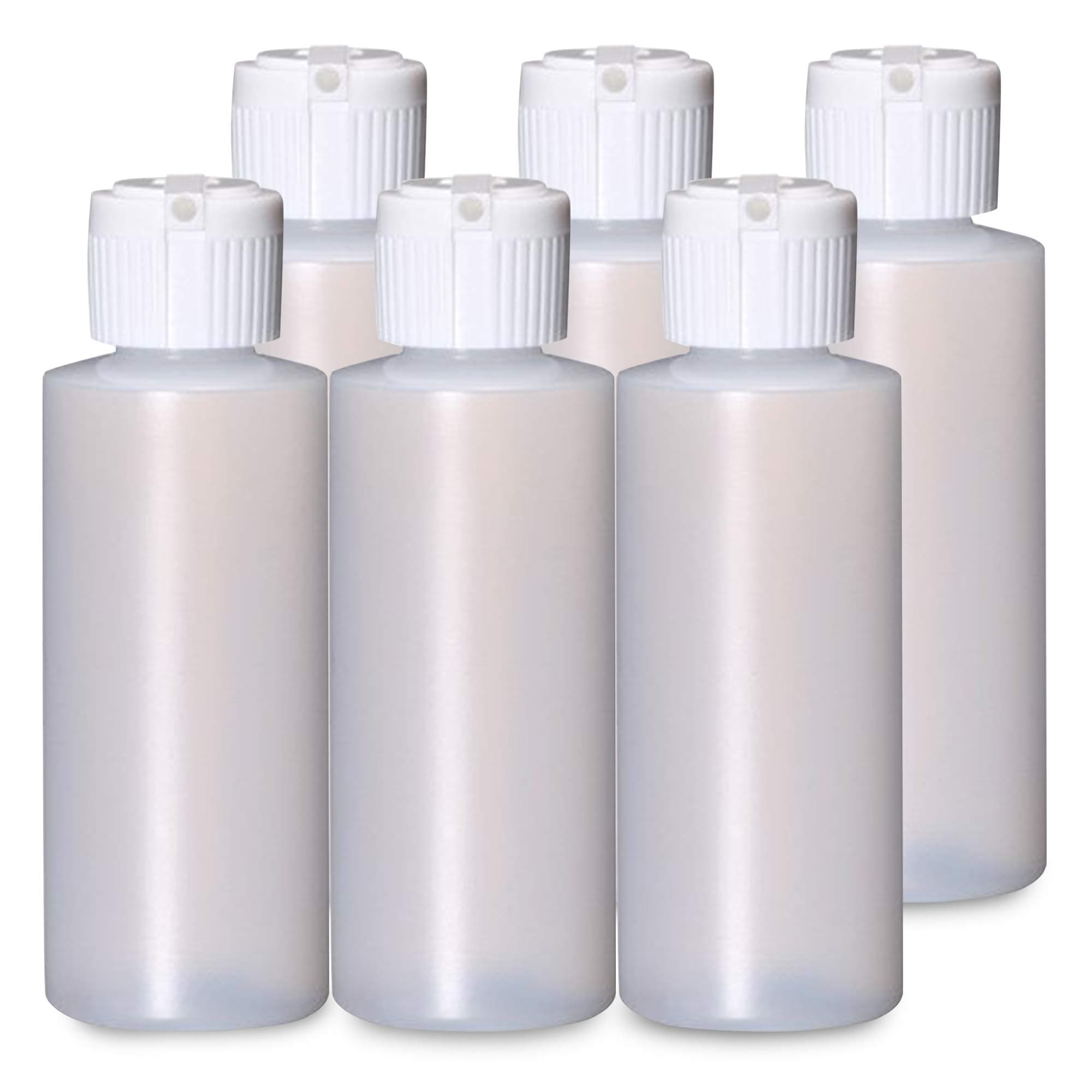 Plastic Cylinder Bottles with Flip Top Pour Spout - BPA-Free & Refillable Containers- Durable, Affordable Price - Store Lotion and Any Kind Liquid-Based Products, Size 4 Oz (6 Pack)