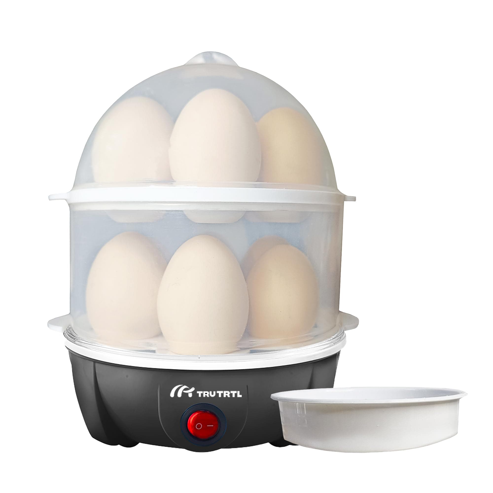 truTRTL Smart 4-in-1 Egg Boiler Machine 350 Watts | Boil upto 14 Eggs, Poach Eggs, Steam Vegetables Make Dhokla, Reheat | Black| Plastic | 28 ounces (828 ml)