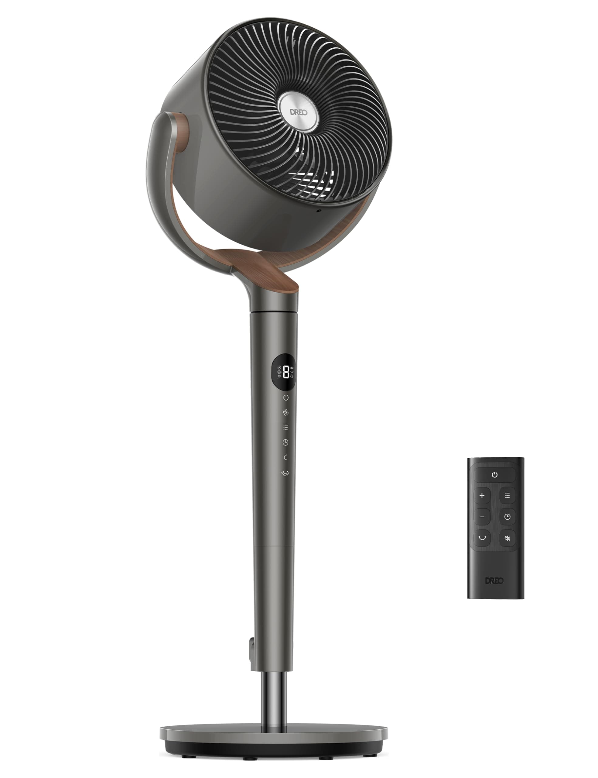 DREO Circulator, Ultra-Quiet 23 dB / Cooling Assistance / Heating Energy Saving, DC Motor, 16.6 - 101 tatami (6 - 36 tatami mats), 8 Levels, 3D Oscillation, Washable, 8H Timer, Air Circulation, Ventilation, Clothes Drying, Rainy Season, Strong, Height 35.0 - 39.8 - 39.8 - 39 inches (8 - 101 - 101 - 1 - 1 - 1 - 101 cm) Adjustable, Remote Control Included, Coffee Gray