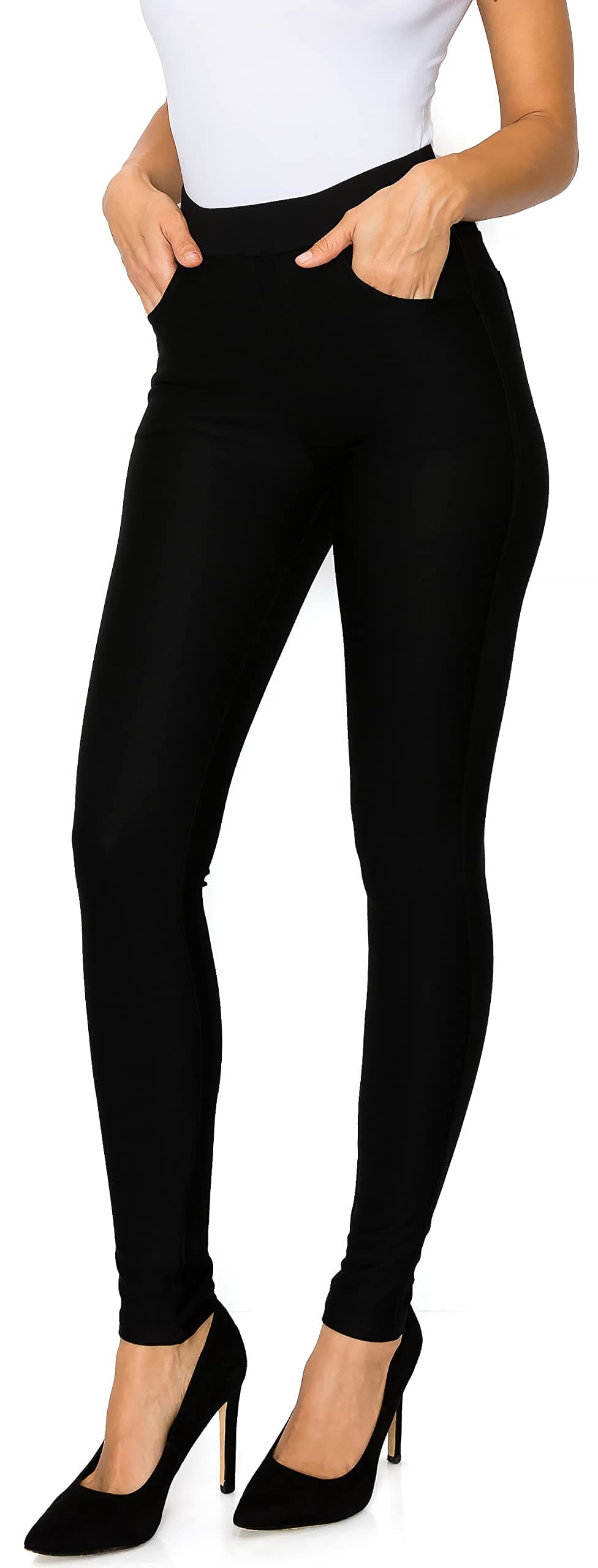 Women’s Ponte Pull-On Dress Pants – Slim, Flared & Straight Leg Work Pants for Teachers & Office