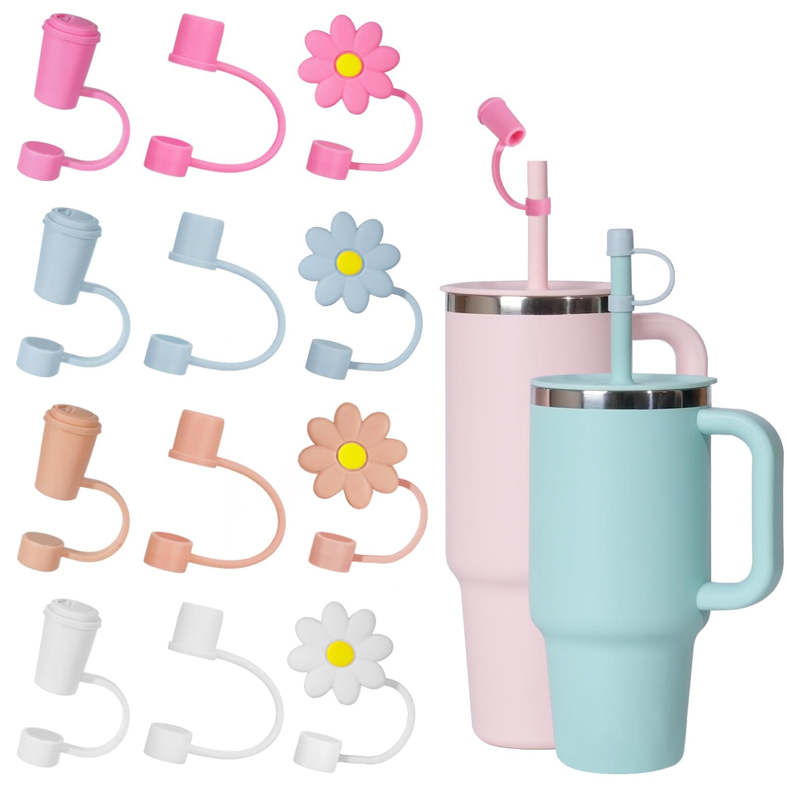 Straw Cover Cap for Hydro flask tumblers - Dust Proof 10mm Silicone Stoppers compatible with Hydroflask Press-in Straw Lid