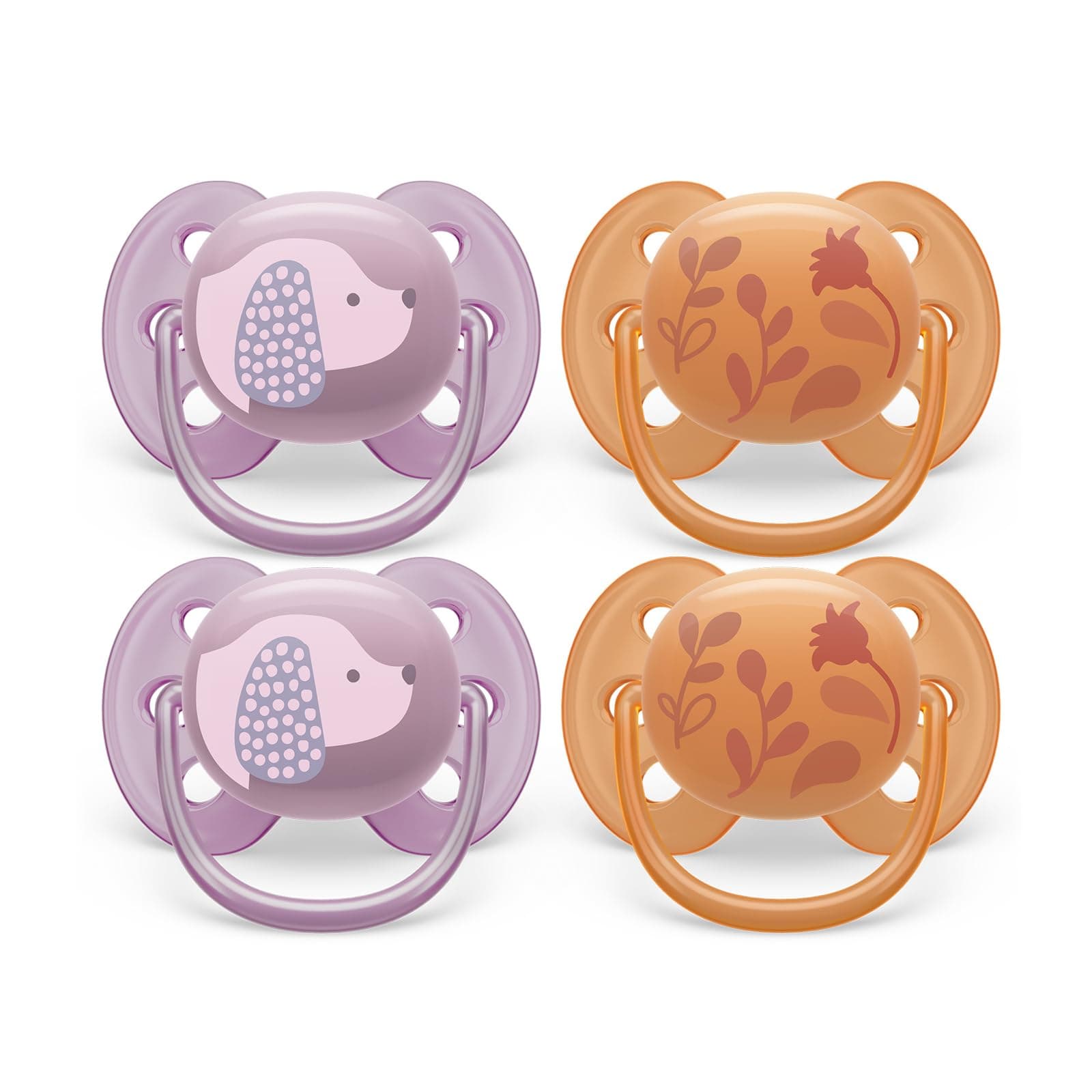 AVENT Philips Ultra Soft Pacifier - 4 x Soft and Flexible Baby Pacifiers for Babies Aged 6-18 Months, BPA Free with Sterilizer Carry Case, SCF091/30
