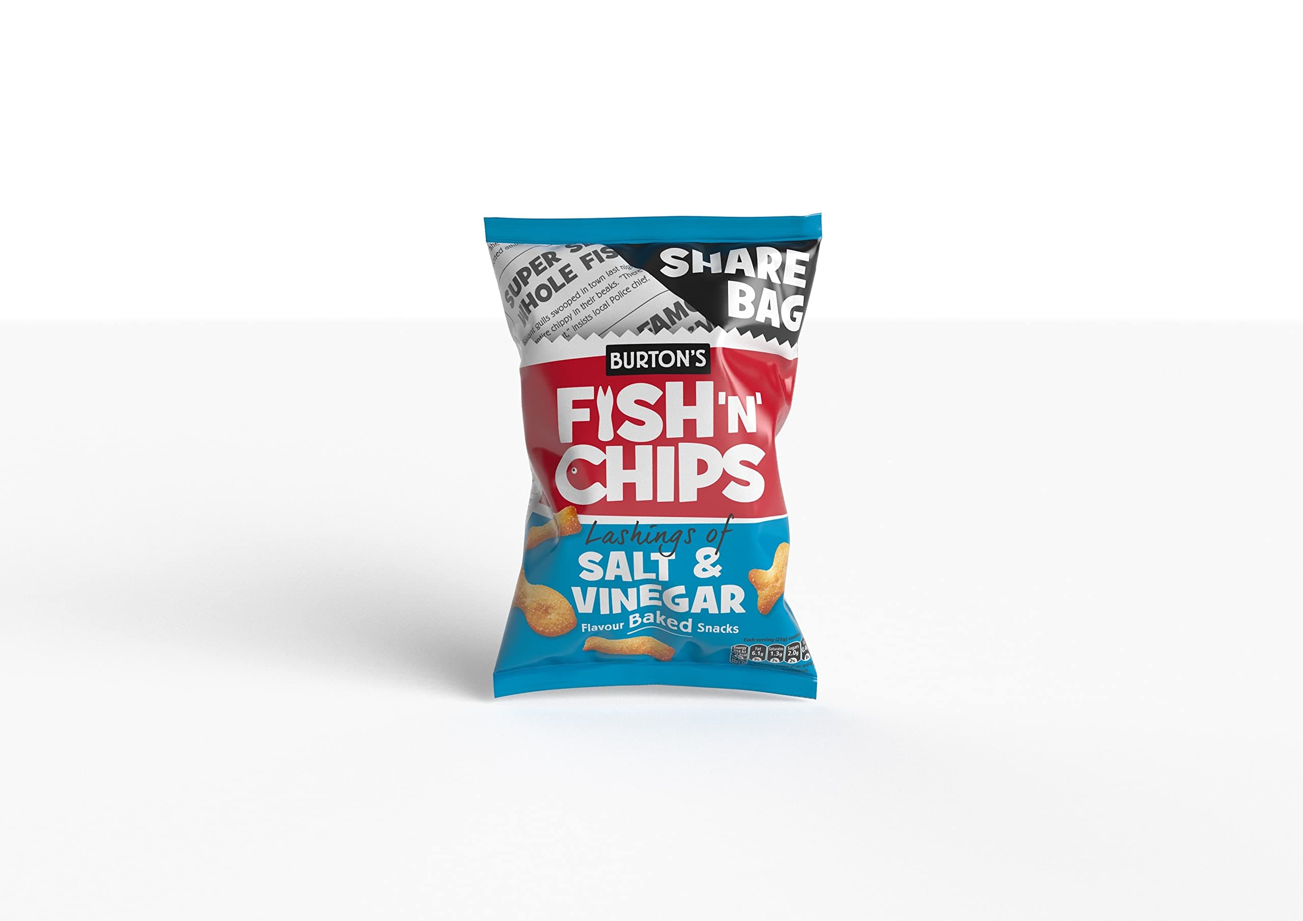 Burtons Fish & Chips Salt & Vinegar Share Bag, 250g