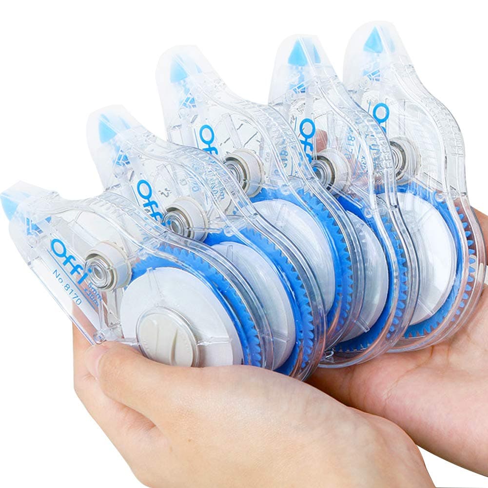 EMISH Correction Tape, 1/5"x1181" each, 5-Pack Total 5905"/ 150M Super long