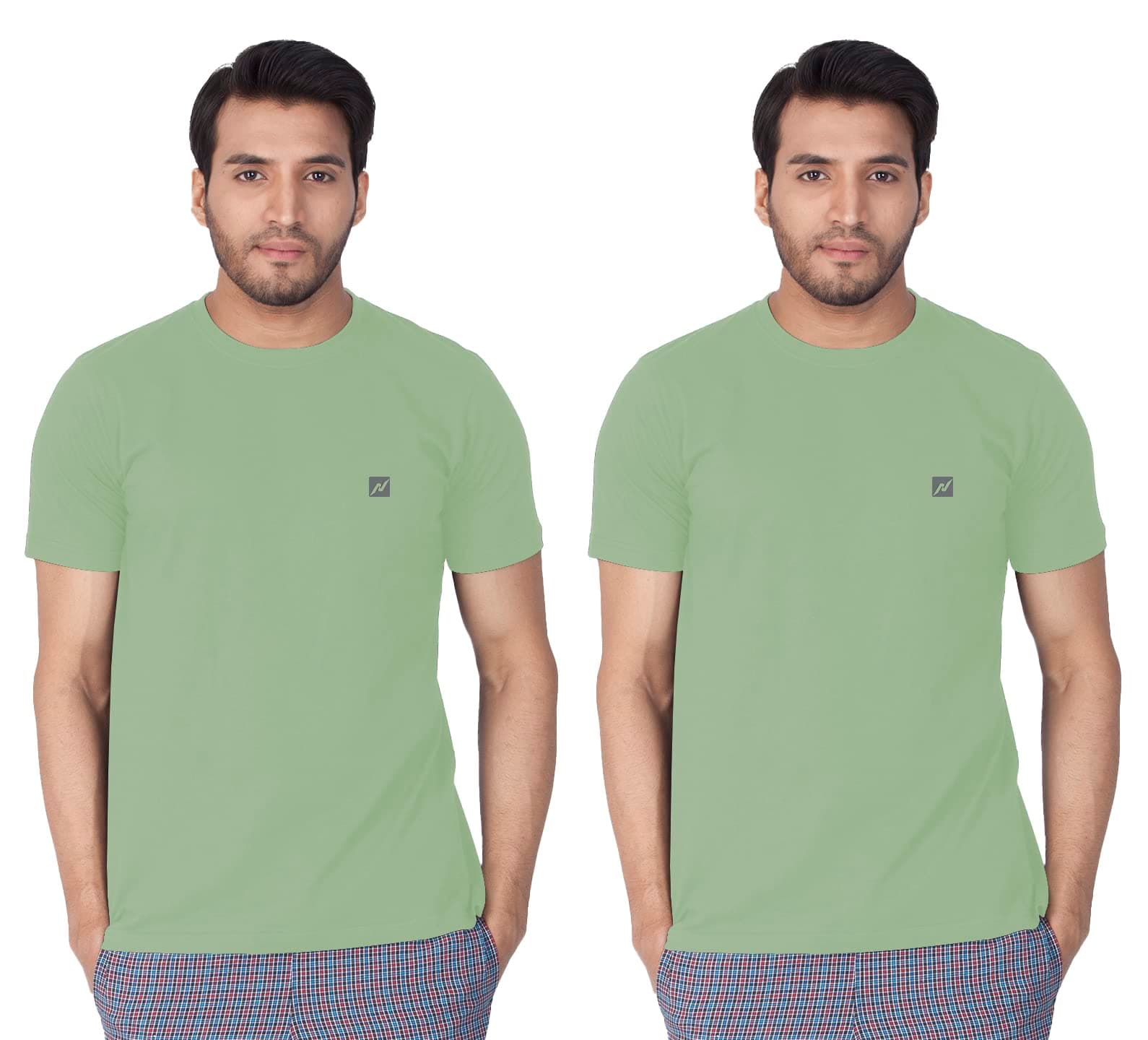 Lux NitroMen's Solid Modern Fit (Round Neck T-Shirt_Spray L)