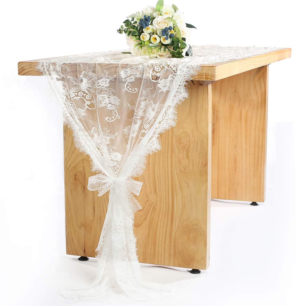 Vintage Lace Tablecloths Table Runner 30 x 120 inch, White Lace Table Runner for Wedding Bridal Shower Decoration, Lace Tablecloth for Wedding Table Reception, Baby Shower Christmas Table Decoration