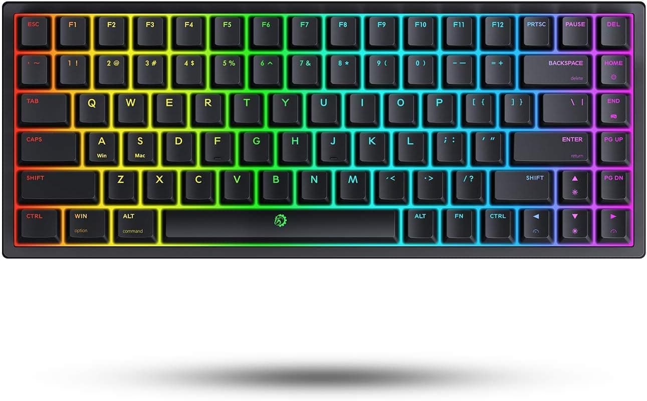 DREVO Gramr 84 Key Rainbow Backlit Mechanical Gaming Keyboard USB Wired 75% TKL Keyboard Red Switch, Black