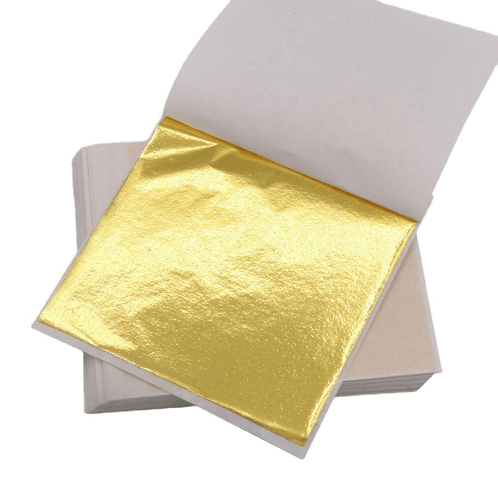 Gold Leaf Sheets, 100 Pieces Gold Foil, Gold Leaf, Ideal for Gilding, Crafts, Art Projects and Decorations, 8cm x 8.5cm