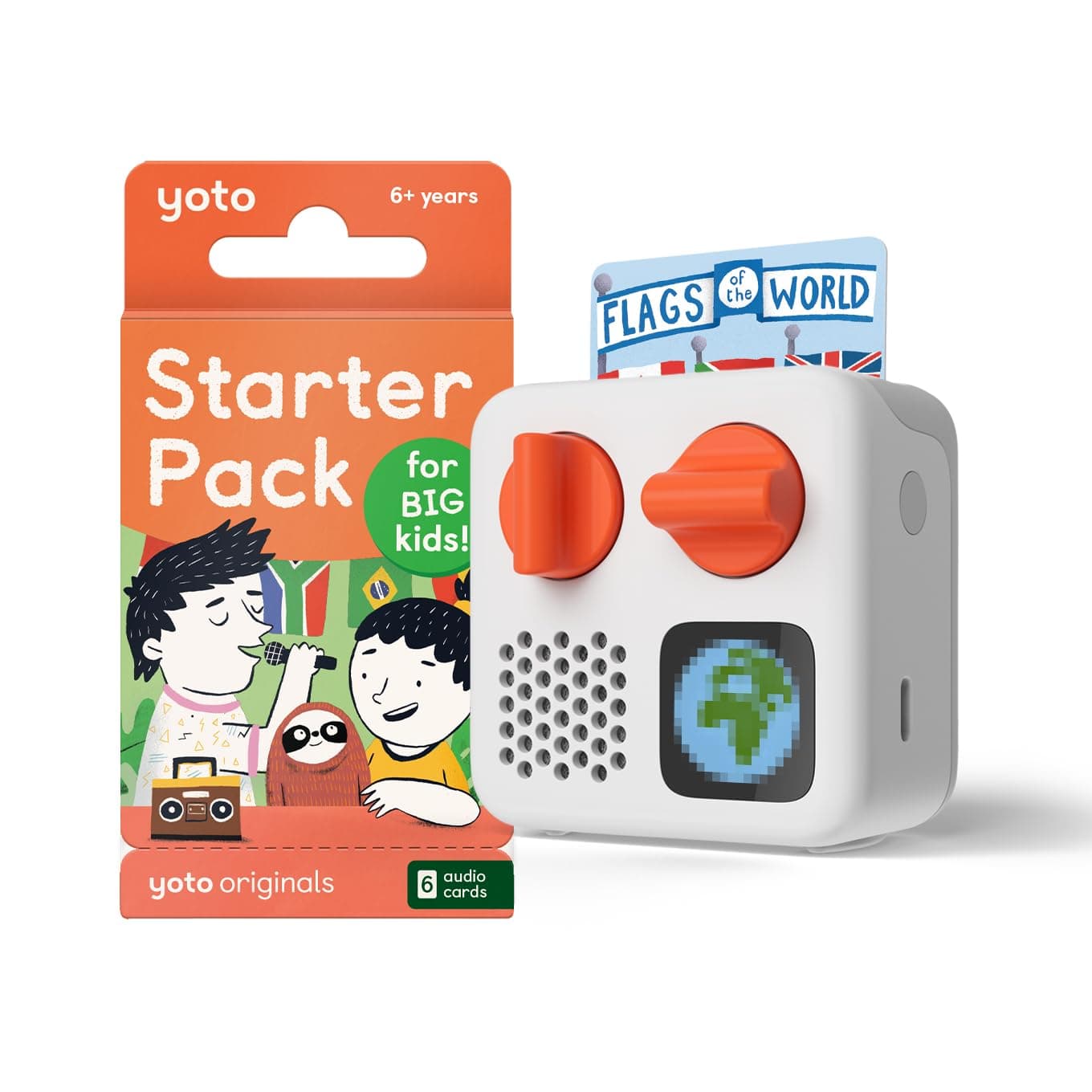 Yoto Mini (2024 Edition) + Starter Pack for Big Kids Bundle – Kids Screen-Free Bluetooth Audio Player, All-in-1 Travel Device for Stories Music Podcasts Radio, Use as Speaker or with Headphones