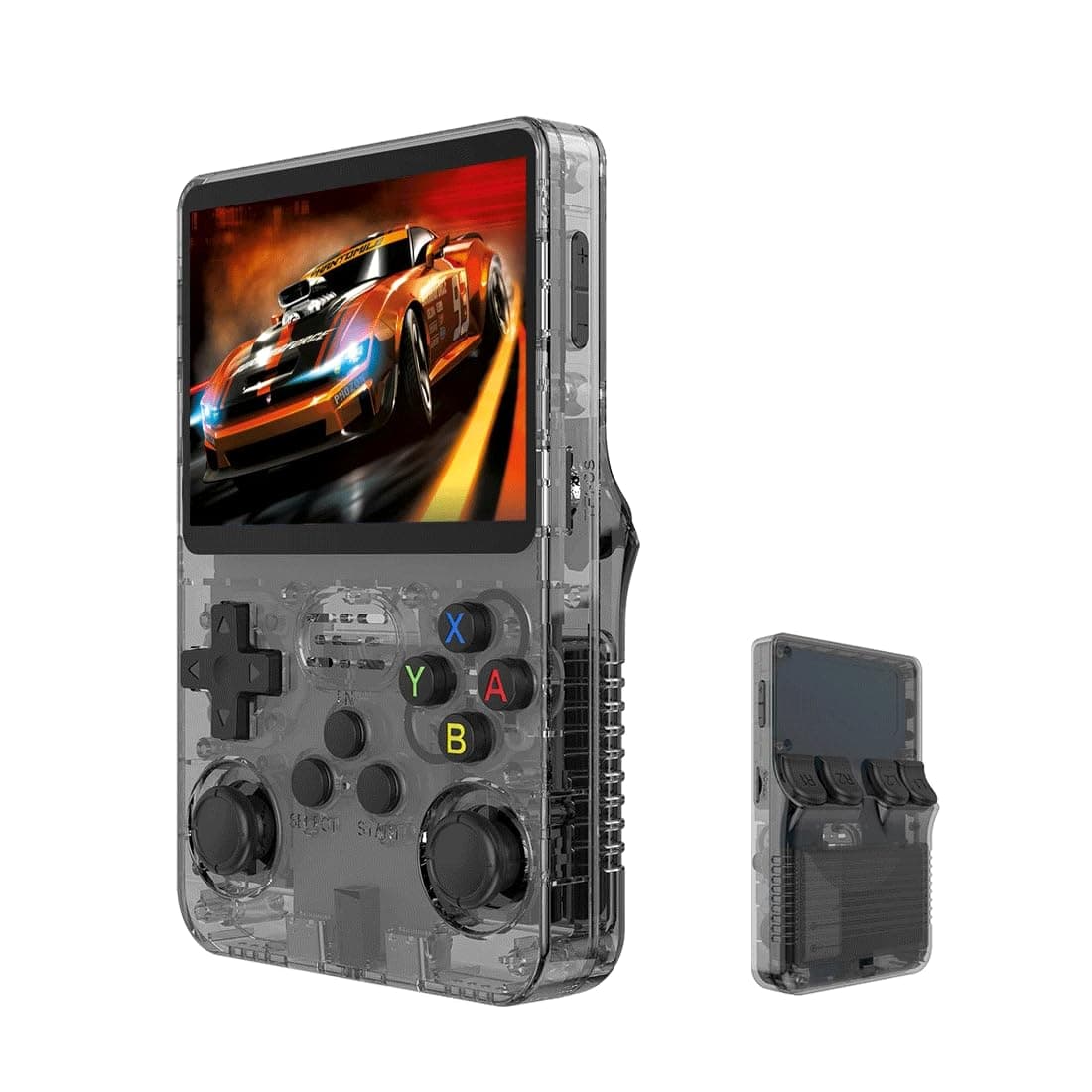 Actualia R36S Retro Handheld Game Console with 128G Built-in 20000+ Classic Games, Open Source Linux System 3.5 Inch IPS Screen Portable Pocket Video Player, Translucent Black