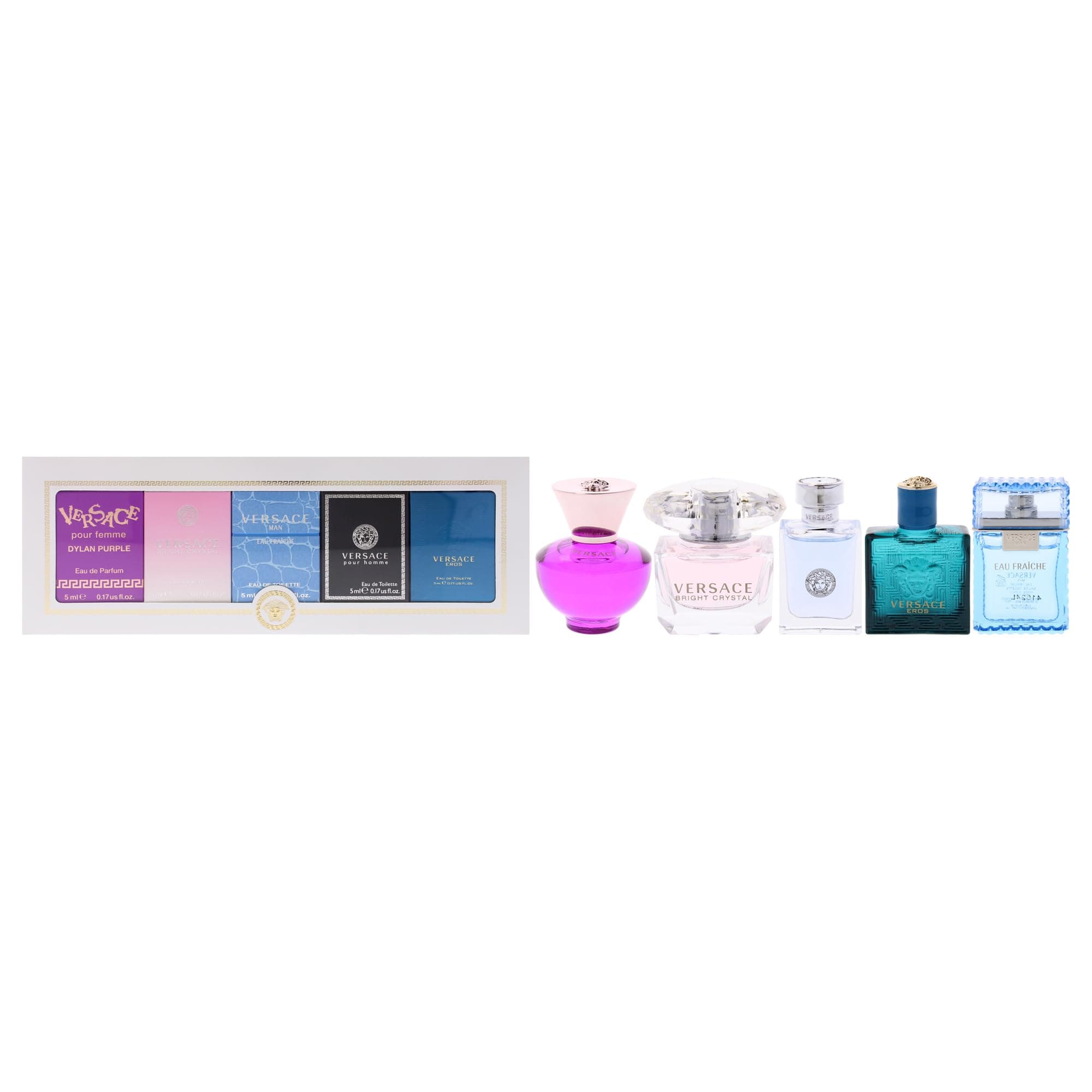 Versace Perfume Collection - Eros, Bright Crystal, Dylan Blue & More 5 Piece Set