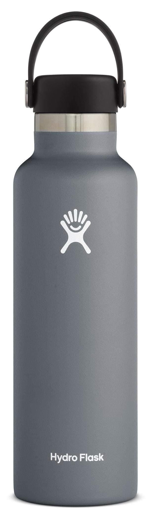 Water Bottle 621 ml (21 oz) - Vacuum Insulated Stainless Steel Water Bottle with Leak Proof Flex Cap and Powder Coat - BPA-Free - Standard Mouth - Stone