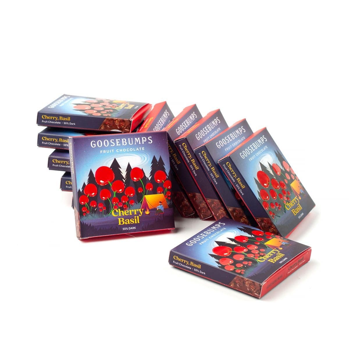 Goosebumps Cherry Basil 55% Dark Chocolate | Fruit Chocolate Bars | Cherry Chocolate Mini Bars, 22 G (Pack of 12)