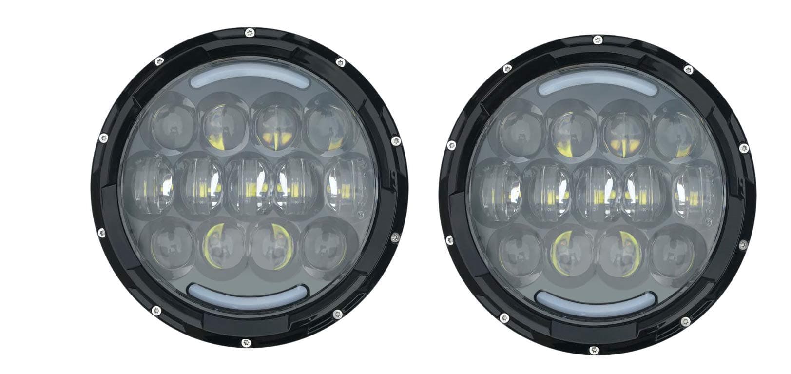 ANR 7" LED Black Headlight Set for Jeep Wrangler JK LJ CJ Includes High & Low Beam FITS ALL VEHICLES WITH 7" ROUND HEADLIGHTS