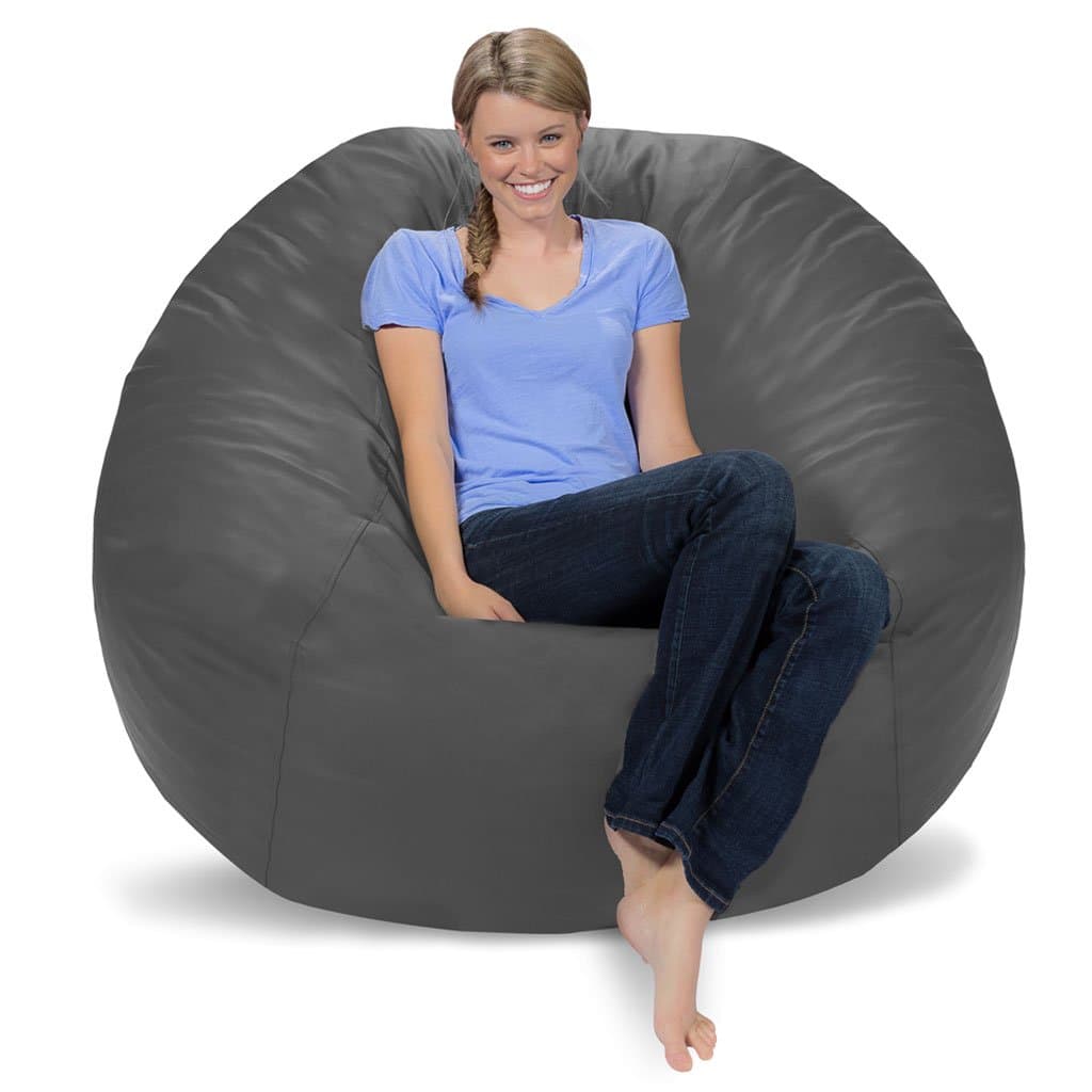 COMFY SACKSMemory Foam Bean Bag Chair, Grey Faux Leather