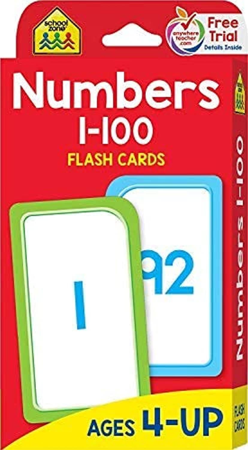 School Zone Numbers 1 100 Flash Cards, Red, SZ-04005