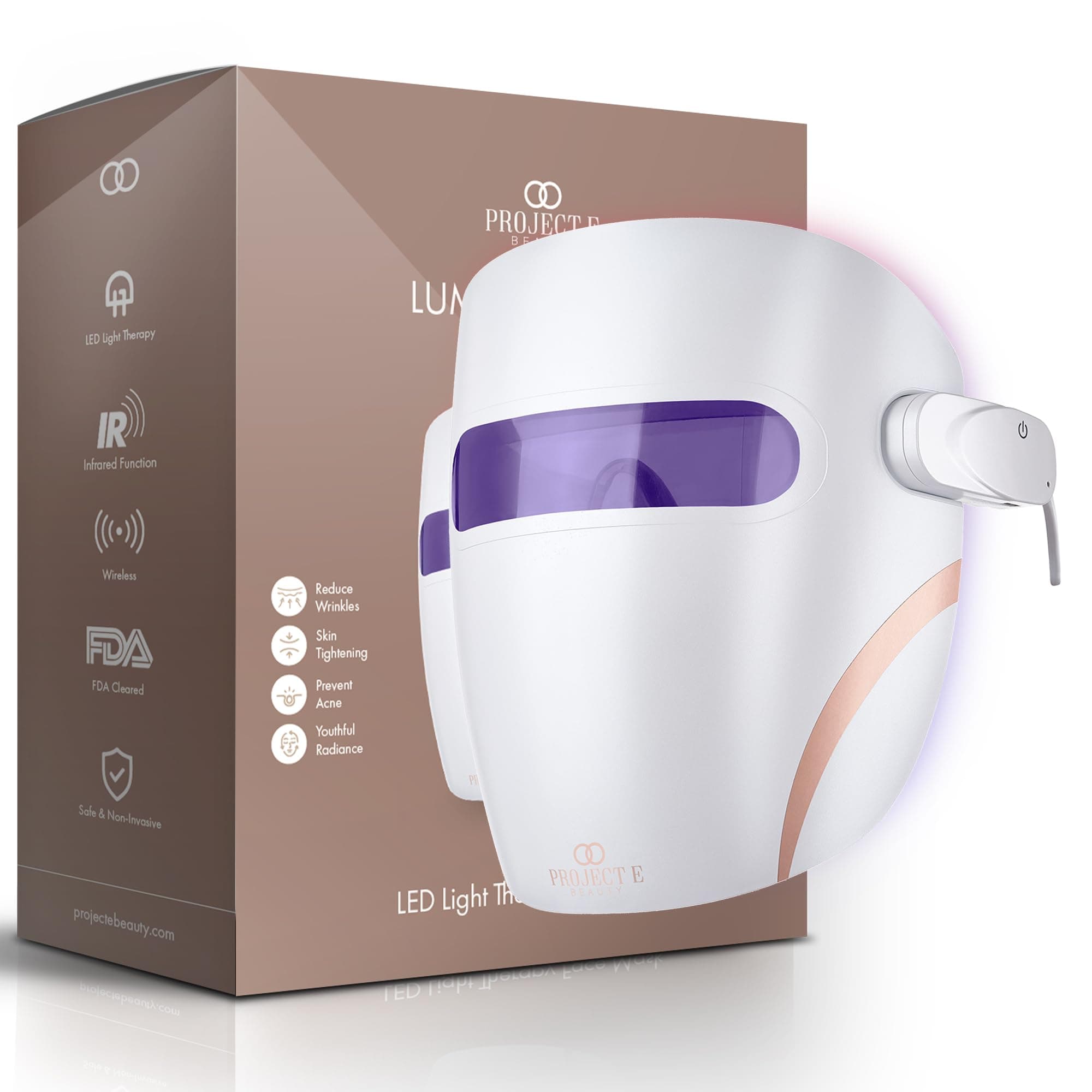 LED Light Therapy Mask by Project E Beauty | Led Face Mask | Infrared, Red & Blue Light Therapy | Collagen Boost | Anti-Wrinkle | Wireless Face Mask | Advanced Skincare | All Skin Types