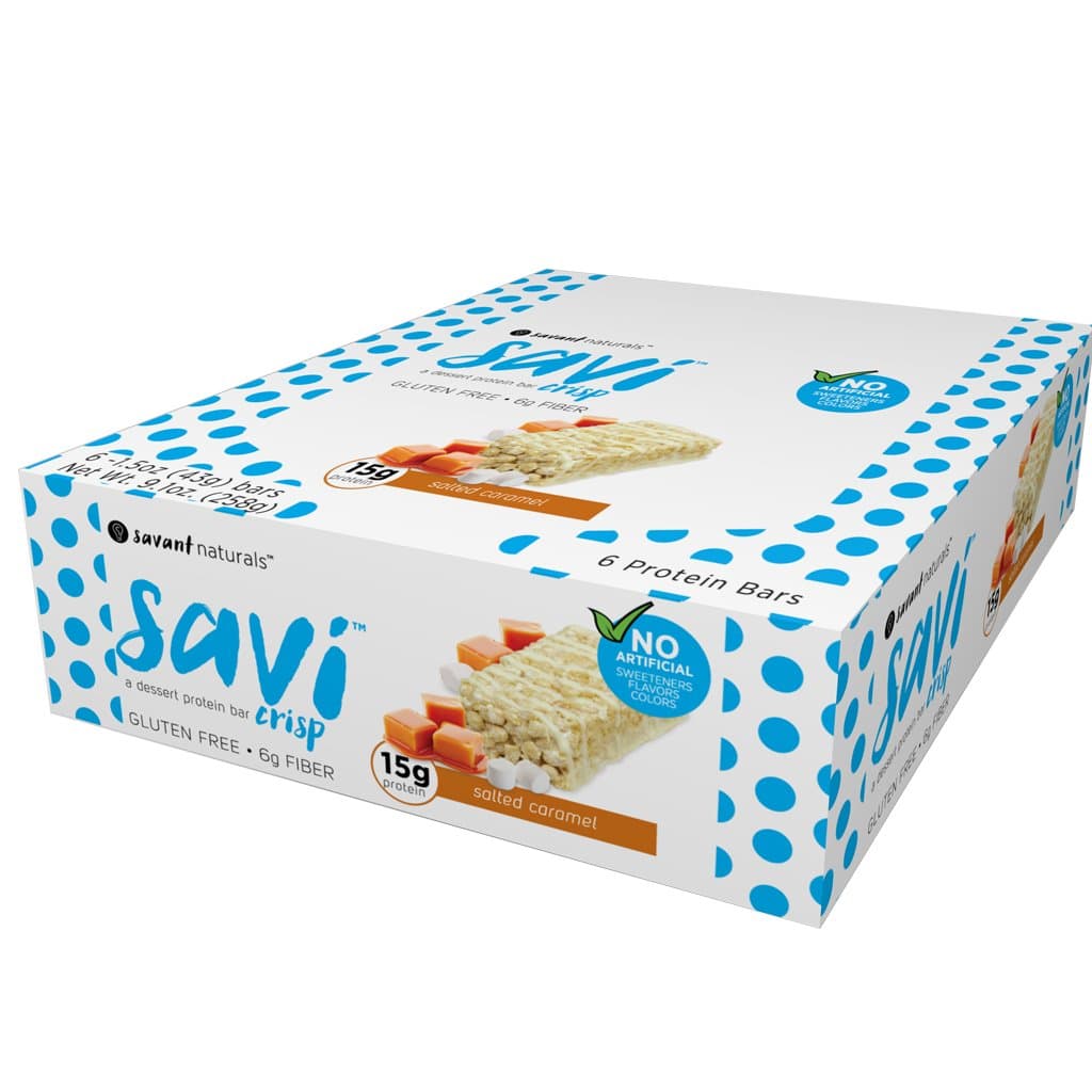 Savi Crisp Dessert Protein Bar, Salted Caramel, 6 Count