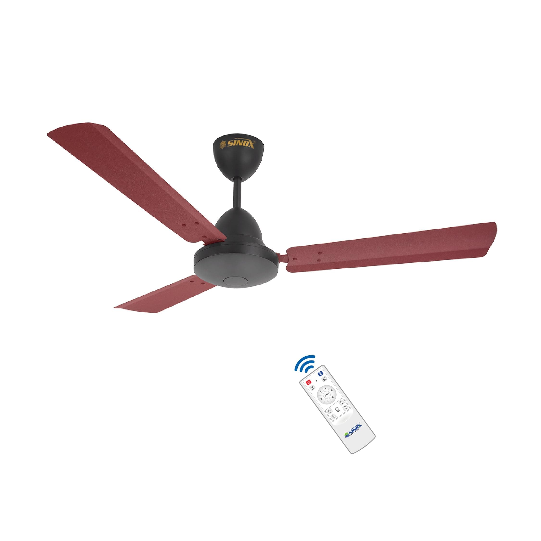 SINOX Edge 12V DC BLDC Ceiling Fan | Runs on Battery & Solar Power | Smart Remote Control | High Speed Delivery | 1200 MM (BLACK&MAROON)