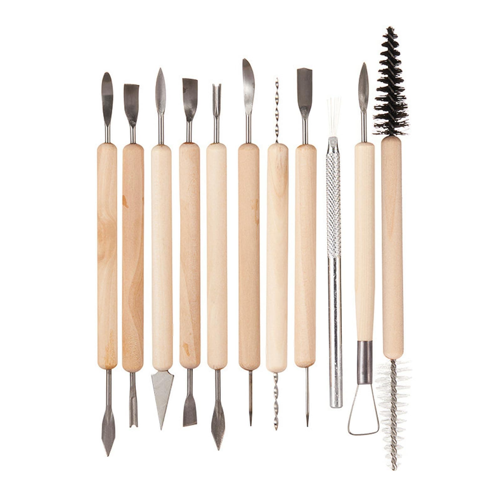 DAYONG Sculpting Tools Set, 11pcs Wooden Handles Ceramic Tools for Pottery Sculpture Crafts, Art Supplies Ceramic Clay Soft Sculpting Tools for Beginners & Professionals (Color 1)