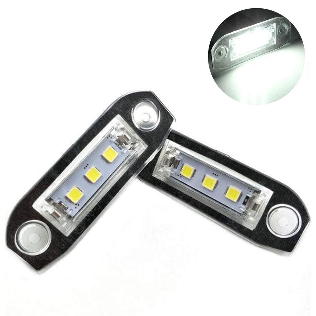 2pcs Car LED License Number Plate Light For V-olvo S80 XC90 S40 V60 XC60 S60 C70 V50 XC70 V70, 12V Error Free White Lamp