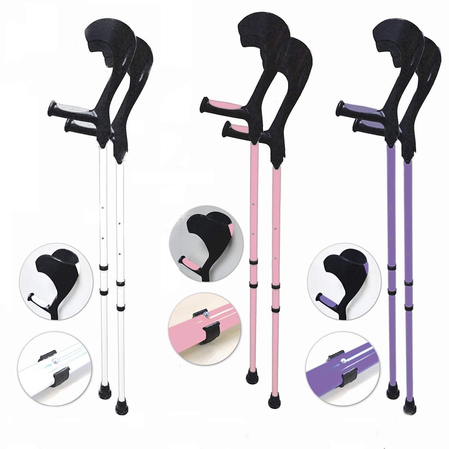 Vilgo Modern Non-Slip Adjustable Pastel Crutches (White)
