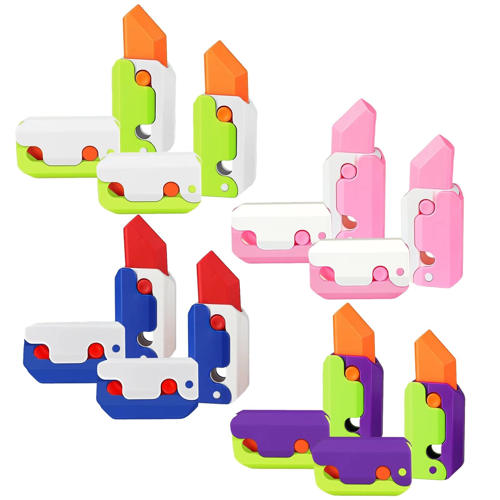 8Pcs 3D Gravity Plastic Toy Switchblade Printing Knife Carrot Knife, Sensory Knife Fidget Toys for Kids & Adults, Anxiety Stress Relief Toy