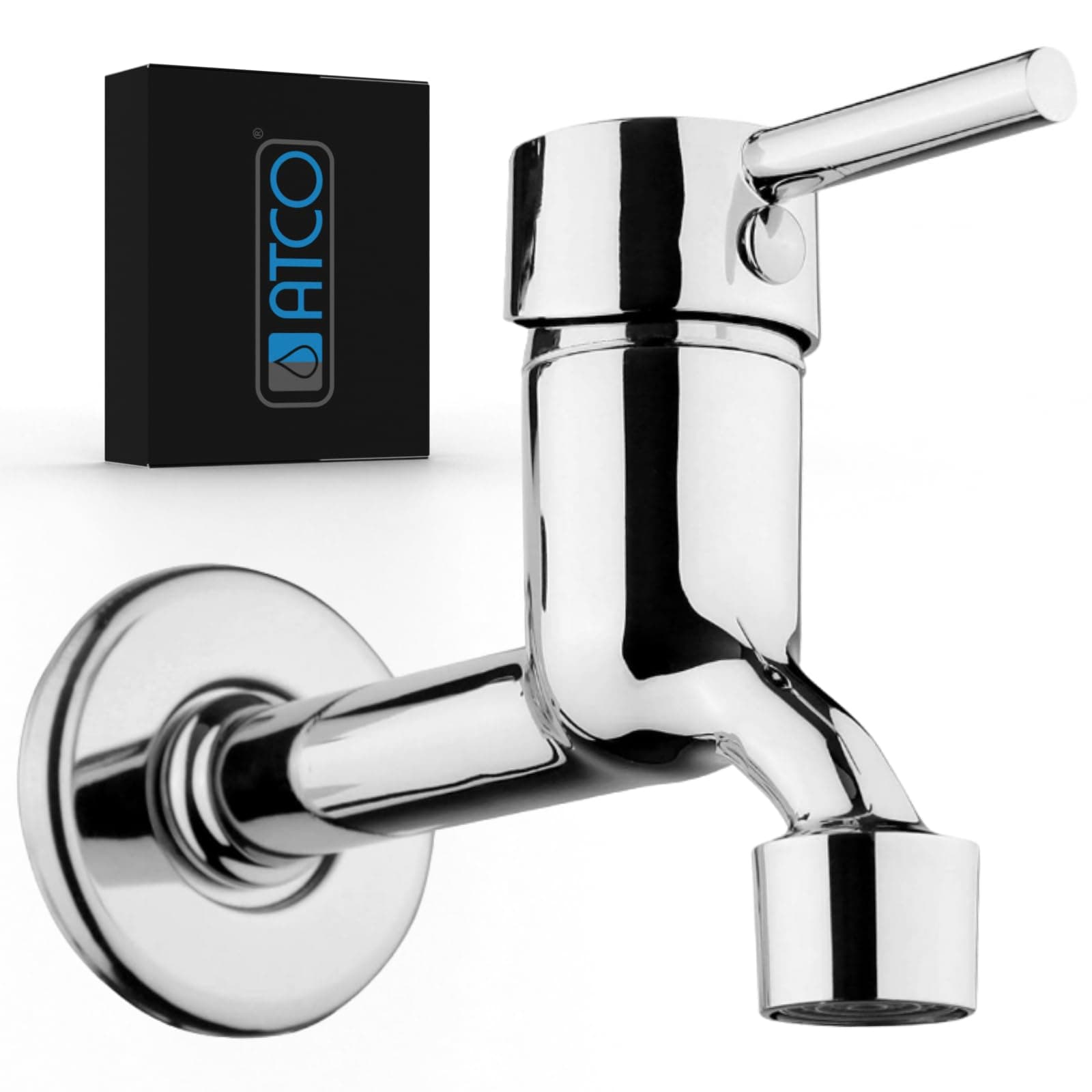 ATCONino cold water wall valve, cold water tap, wall fitting, wash basin tap, brass, chrome