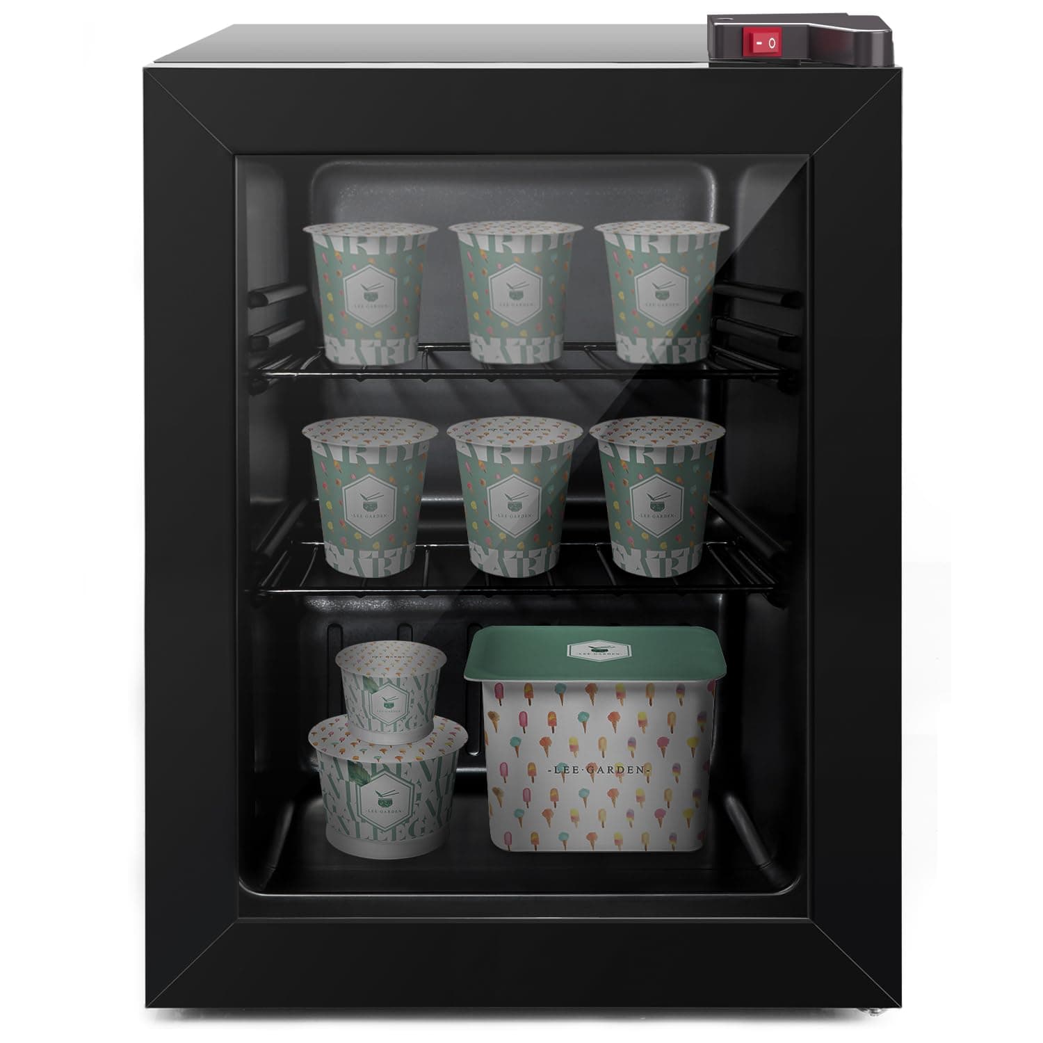 - Mini Freezer with Display Glass Door 2.1 Cu Ft Small with 2 Removable Shelves 7 Temperature Settings -8°F to 14°F Perfect for Liquor and Ice Cream