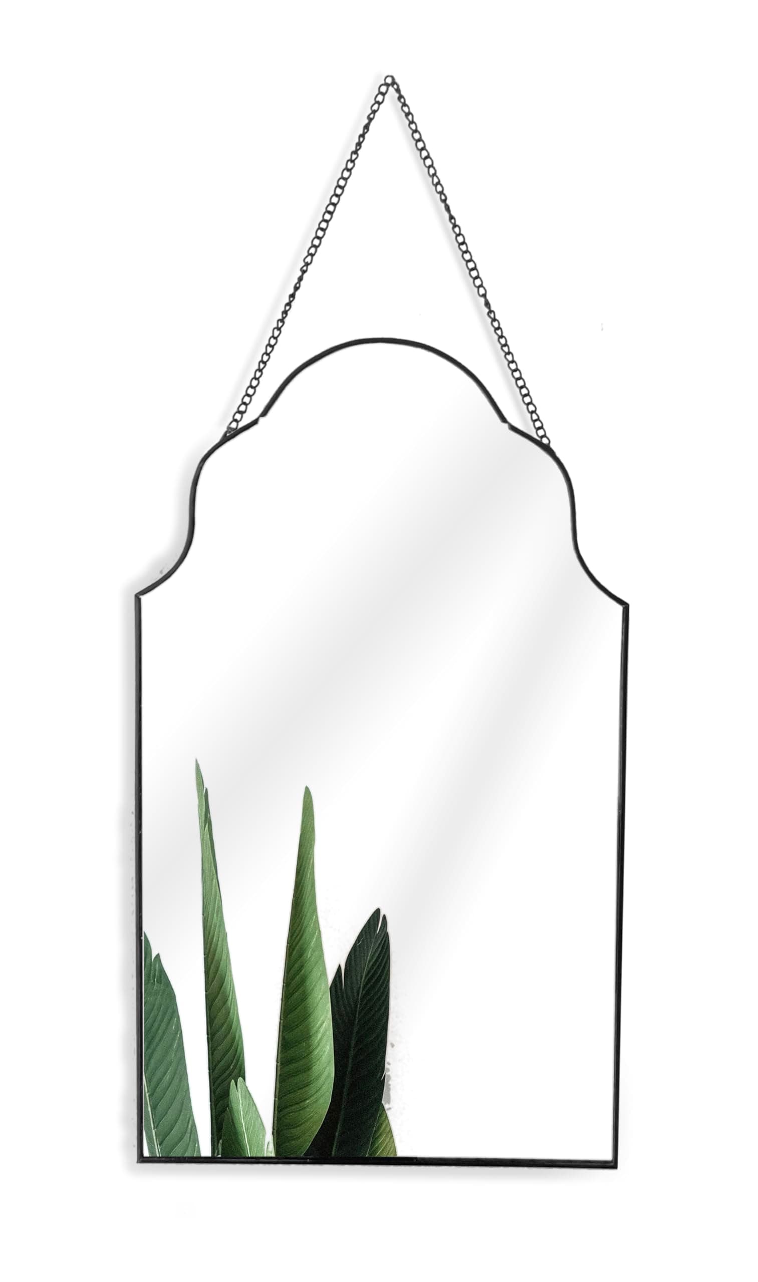 Decorative wall mirror, Metal Frame Wall Mounted Mirror With Chain for Home Decor, Bedroom Wall Mirror In Black Rim with chain (Black)