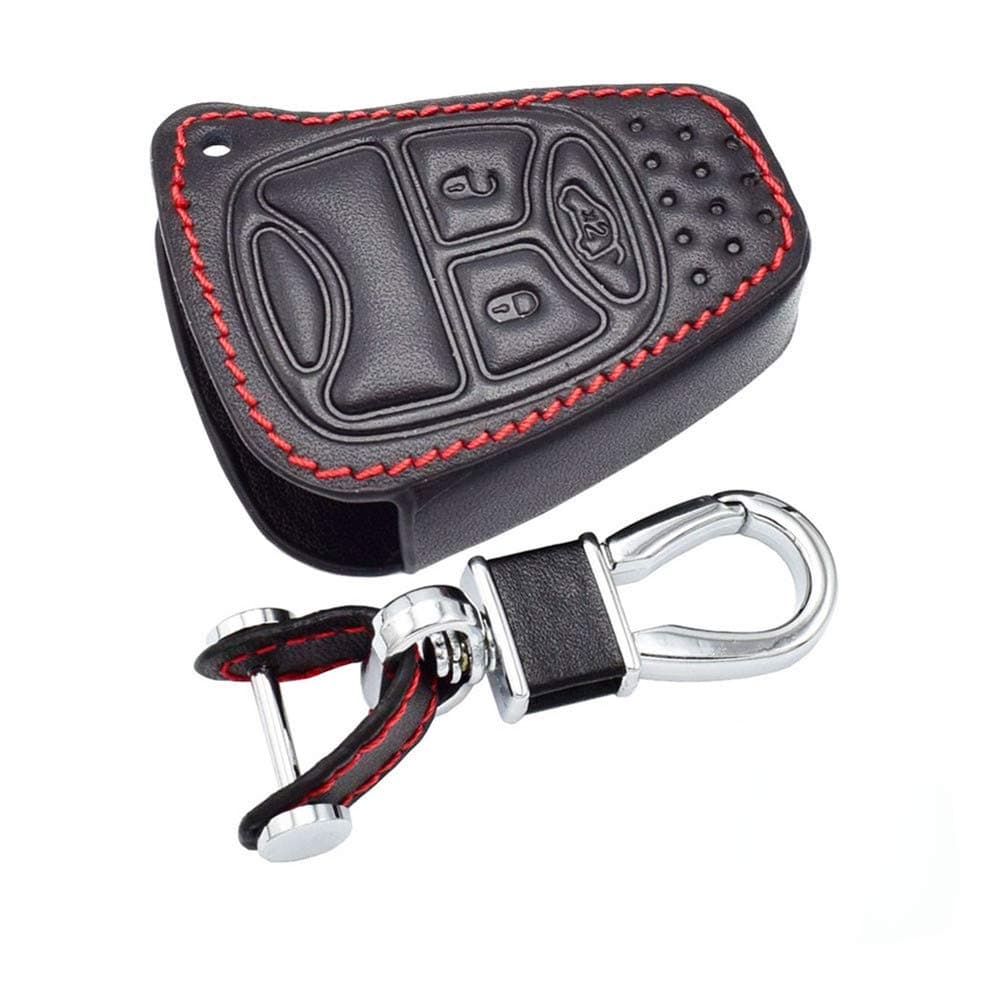 Leather Car Key Case Cover for Jeep Compass Grand Cherokee Patriot Pacifica Chrysler 300C Dodge JCUV 3 Buttons Fob Key