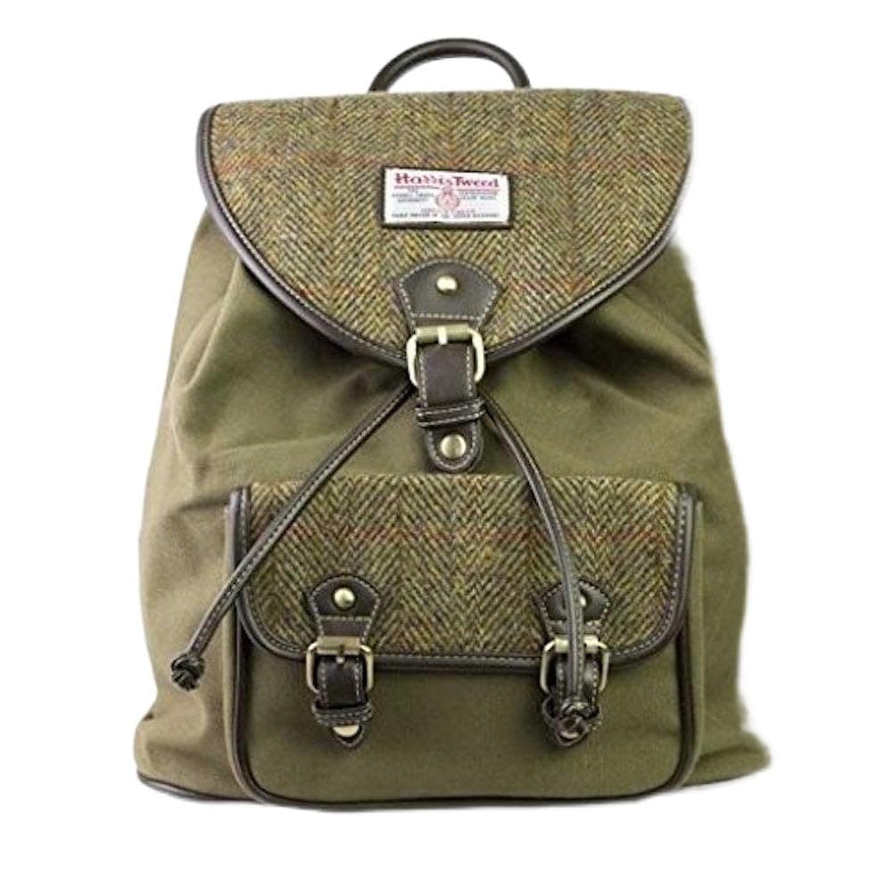 Genuine Harris Tweed & Green Canvas Rucksack / Backpack