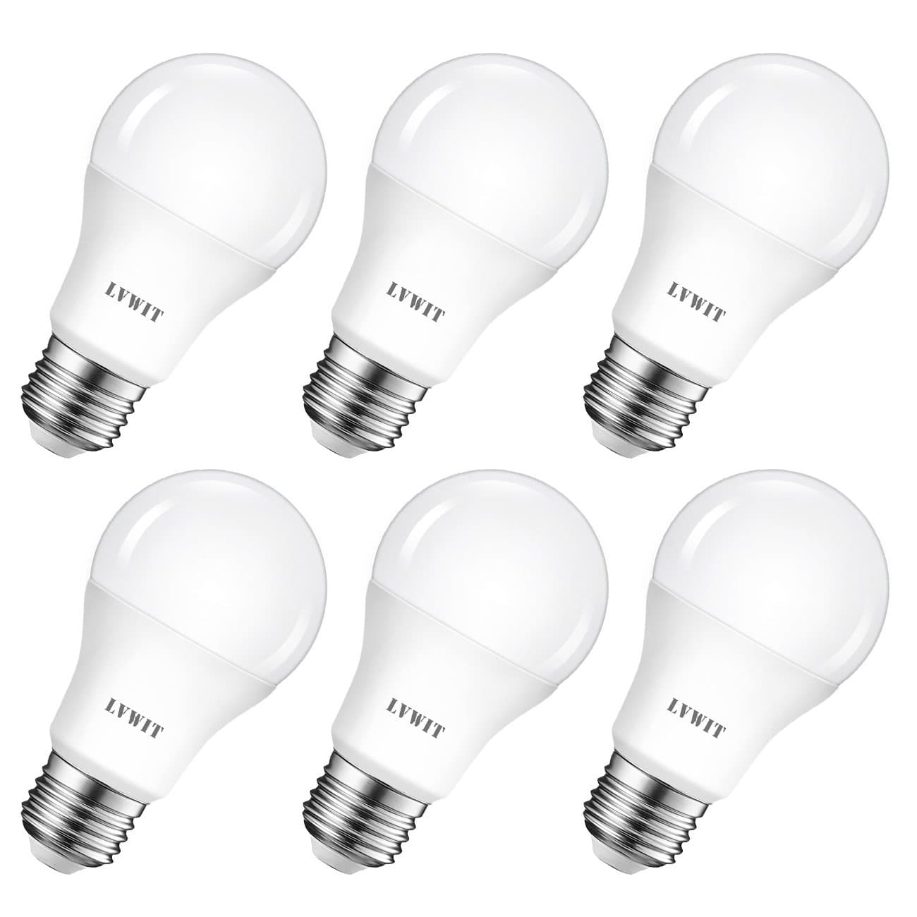 LVWITLED E27 Bulb 60 W Cool White 6500 K, Ultra Bright 806 lm, Matte LED Lamp (Pack of 6)