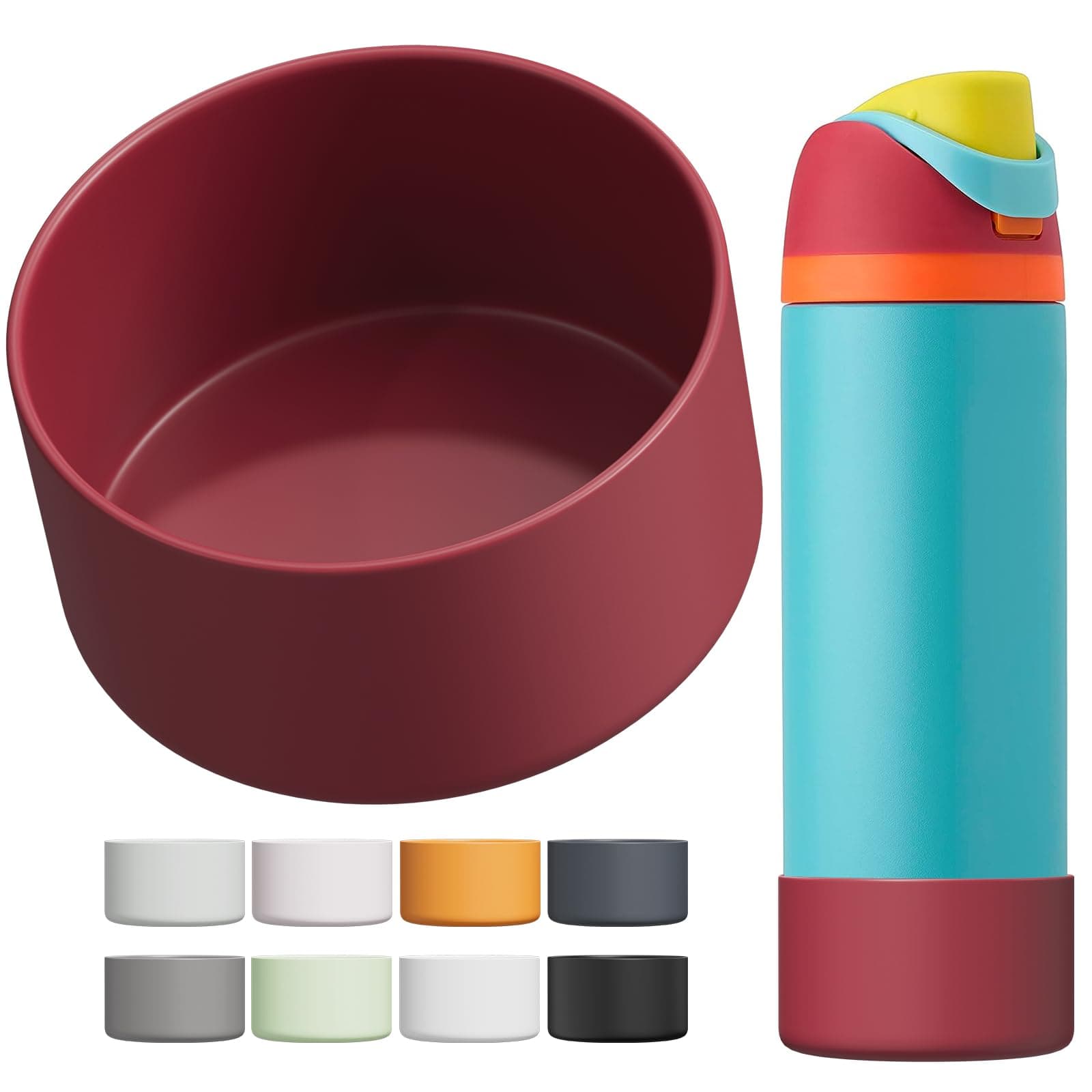 Affute Silicone Boot for Owala Water Bottle 24 oz, Anti-Slip Protective Sleeve for FreeSip/Twist/Flip Water Bottles, BPA Free, Bottom Bumper Cover Protects Water Bottles from Scratches (Pink)