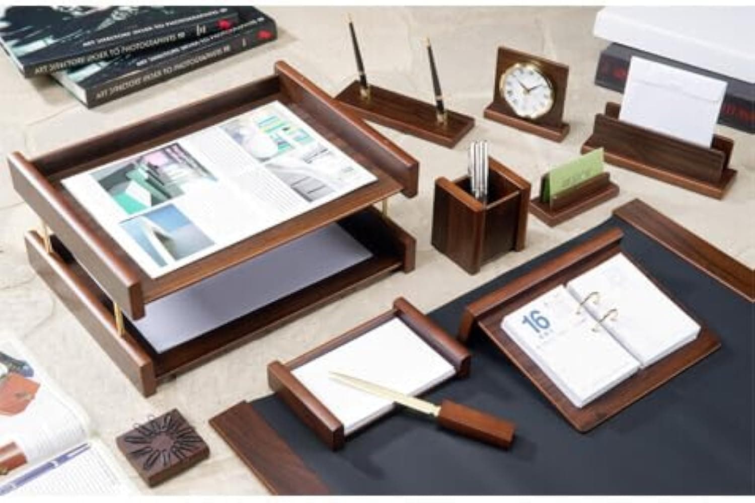 Executive 11 Pcs Wooden Desk Set (WALNUT)