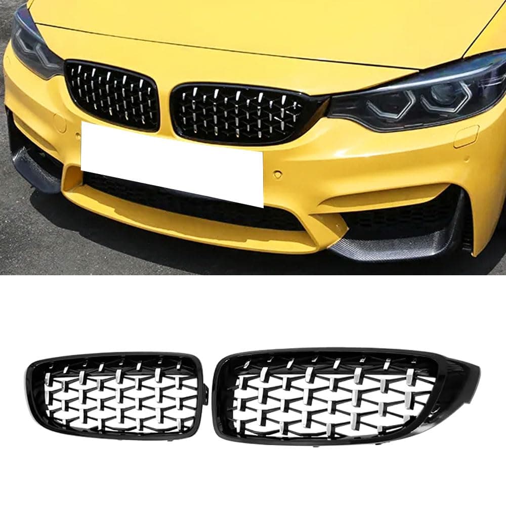 MAXDOM Replacement Front Upper Grill Fit for BMW (2014-2020) 4 Series F32 F33 F36 (2015-2019) F80 M3 F82 M4 – Gloss Black Diamond ABS Grille