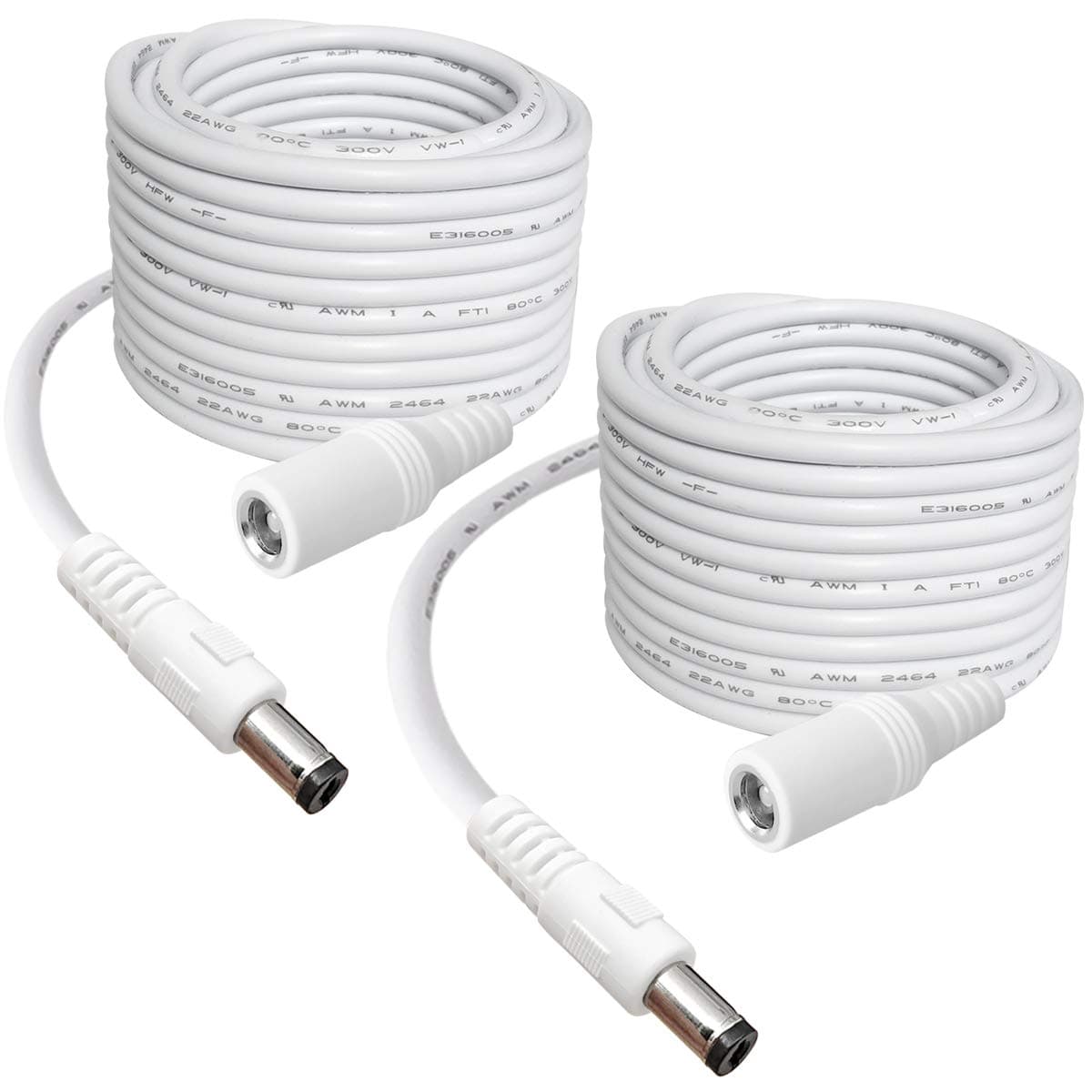 SIOCEN 2-Pack 10FT DC Power Extension Cable,5.5mm x 2.1mm Extension Cord,12v Extension Cord for Security Camera CCTV IP,Router,LED Strip,5V 9V 24V 12 Volt Male to Female Plug Supply Adapter Power Cord