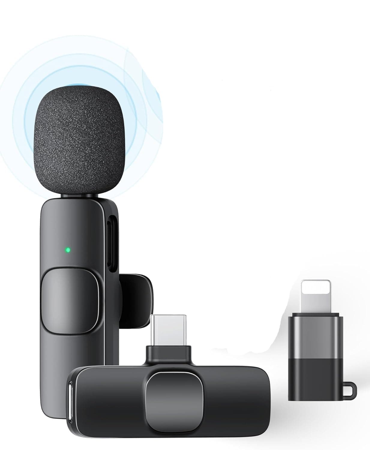 Delieu Type C Mini Wireless Lavalier Microphone for iPhone 15, iOS and Android Devices - Noise Reduction Lapel Mic for Recording, Clip on Mic, Omni Lav Mic for Video Recording, Tiktok, Youtube Vlog