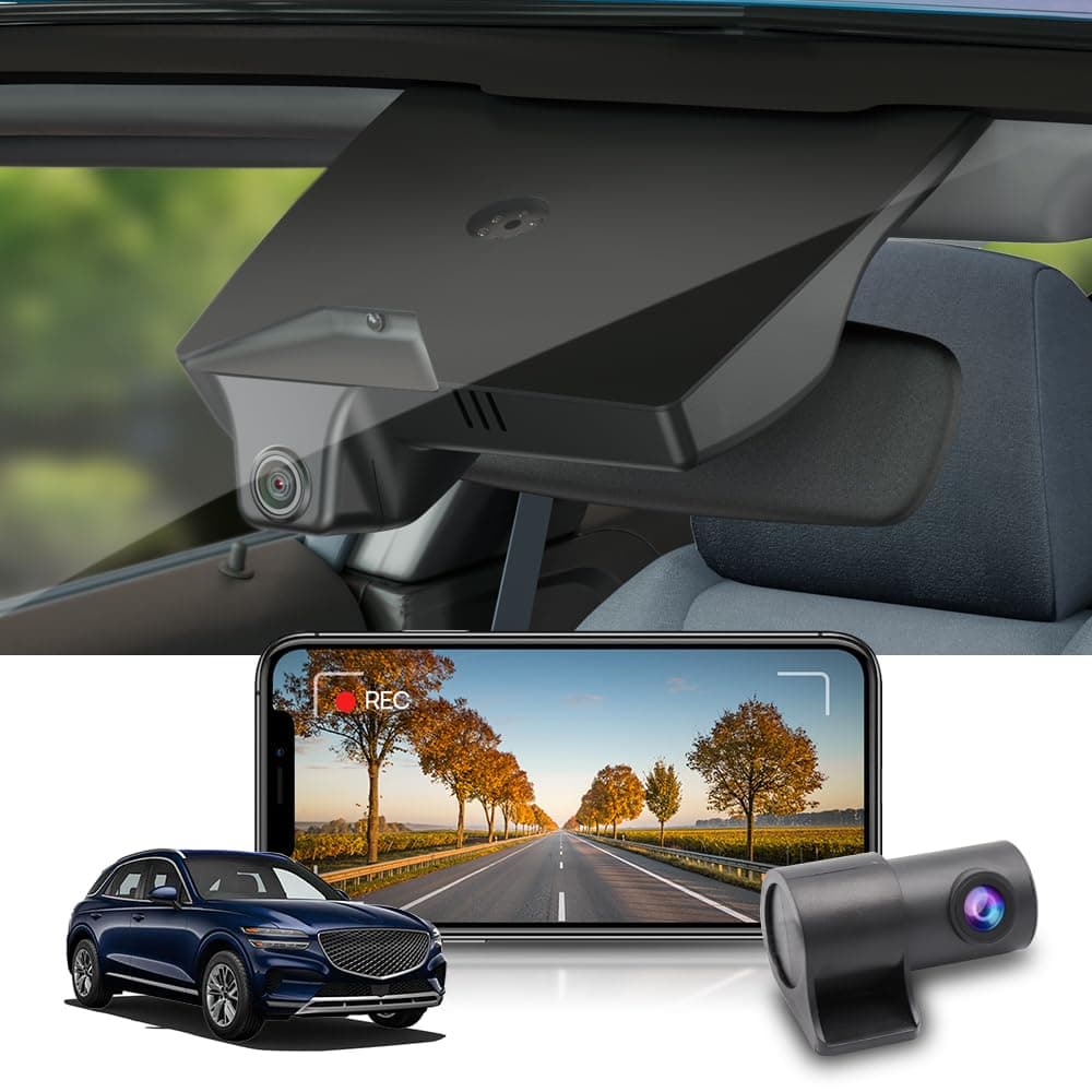 Fitcamx Front 4K+Rear 1080P Dash Cam Adapts for Genesis GV70 2022-2026 (Part No#AR100), OEM Factory Look, Dual HD Video, Built-in WiFi & APP, Loop Recording, G-Sensor, Easy to Set, 128GB Card