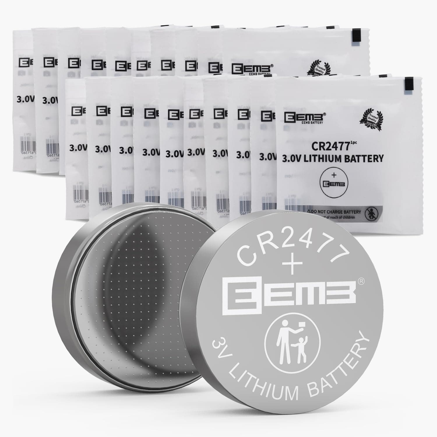EEMB 20 PACK CR2477 Battery 3V Lithium Battery Button Coin Cell Batteries 2477 Battery DL2477, ECR2477 for Electronic Candle, Light, Remote Control, Key Fob, Alarm, Contact Sensor, Smart Devices