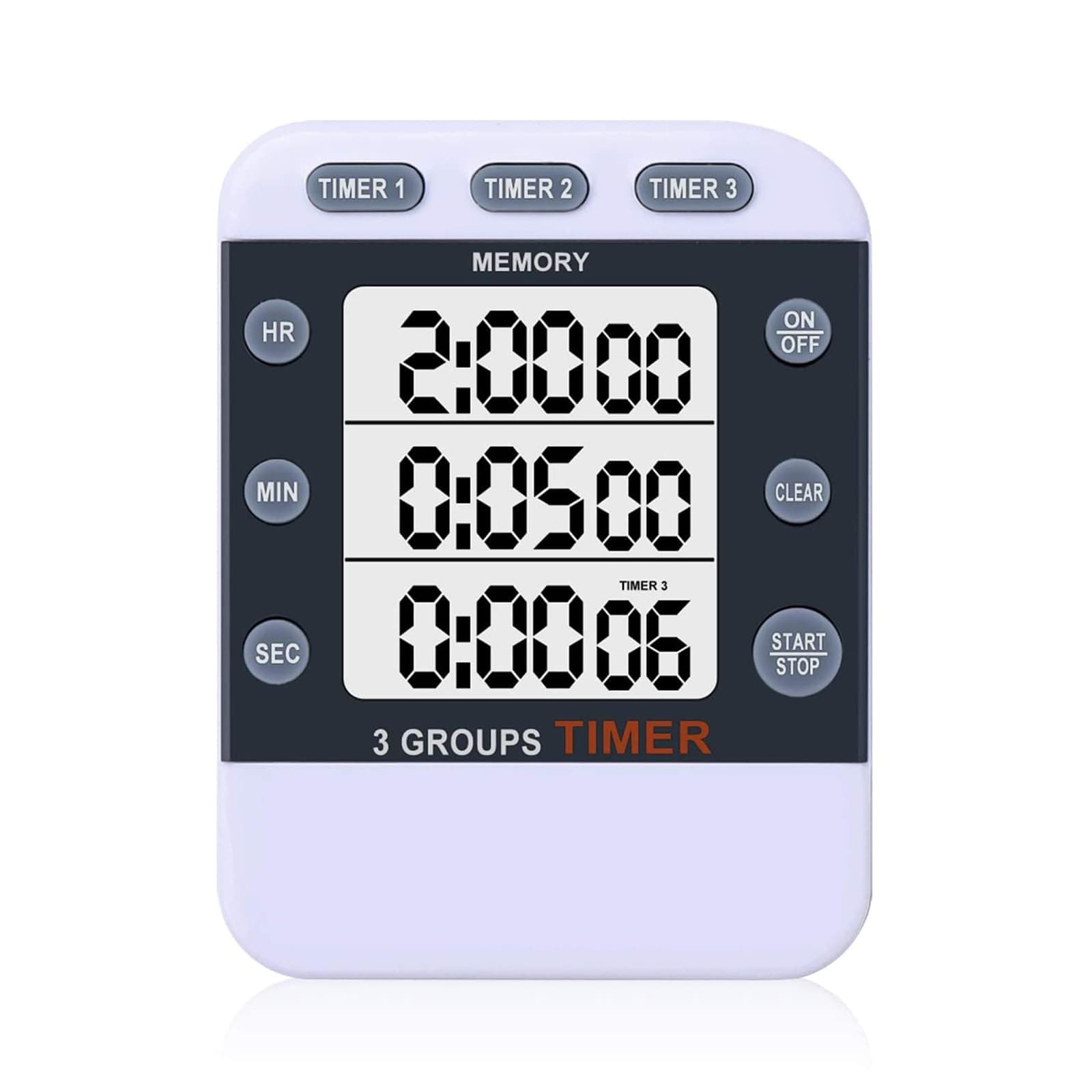 Digital Dual Kitchen Timer, 3 Channels Count UP/Down Timer, Triple Cooking Timer, Large Display, Loud Volume Alarm with Magnetic Back, Stand, Battery Included (M382)