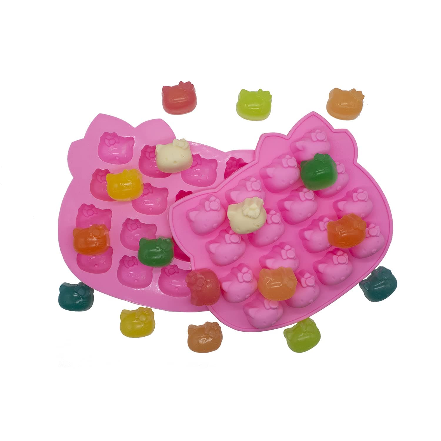 16-cavity Silicone Molds, Cute Candy Chocolate Molds for Hello Kitty Lovers Making Homemade Cake, Candy, Chocolate, Gummy, Ice, Crayons, Jelly, and More(2 PCS)