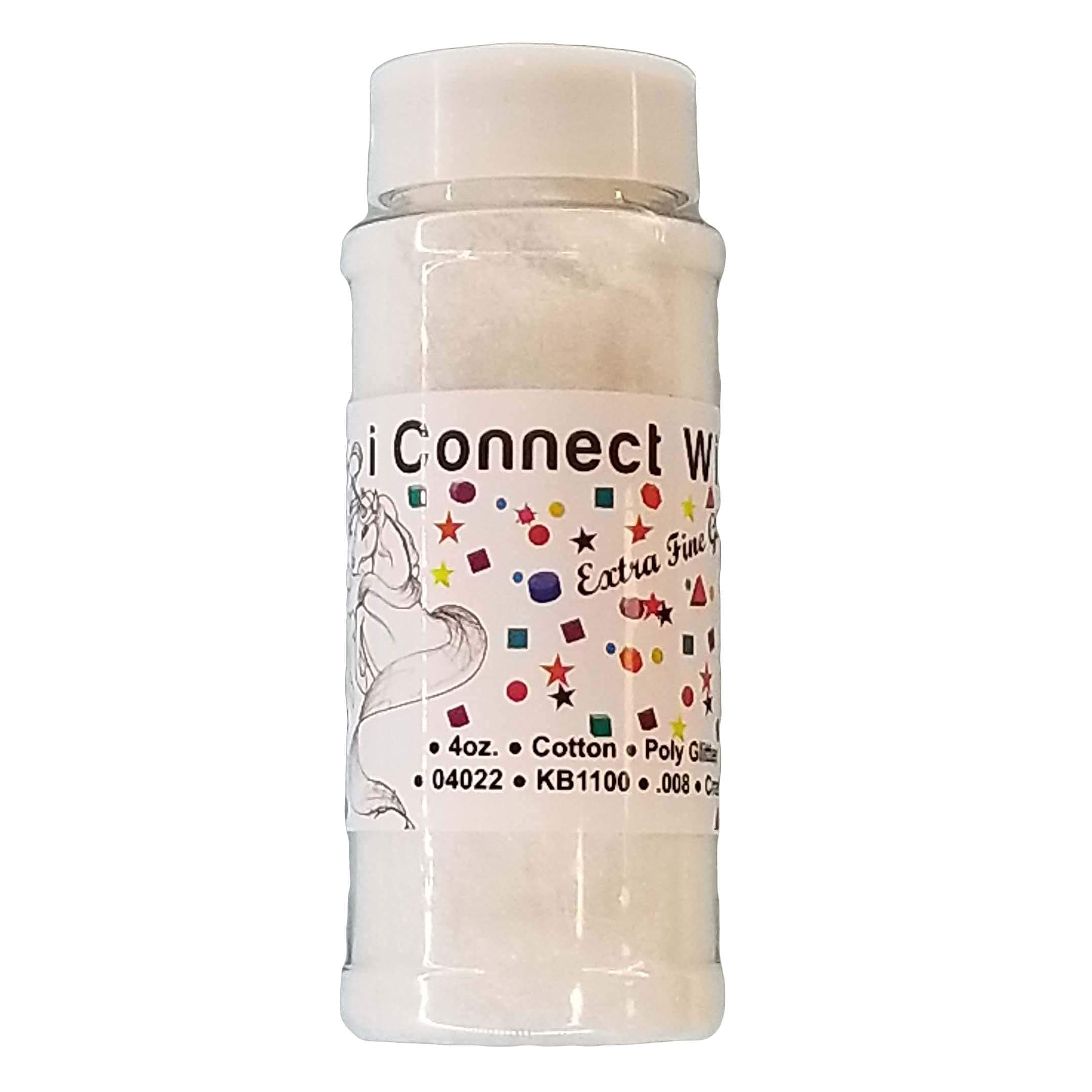 iConnectWith Glitter – Cotton White, Extra Fine Polyester Glitter; Multi-use for Crafts, Decorations, Nail Art, Makeup, Tumblers, Resin Art, and DIY Projects