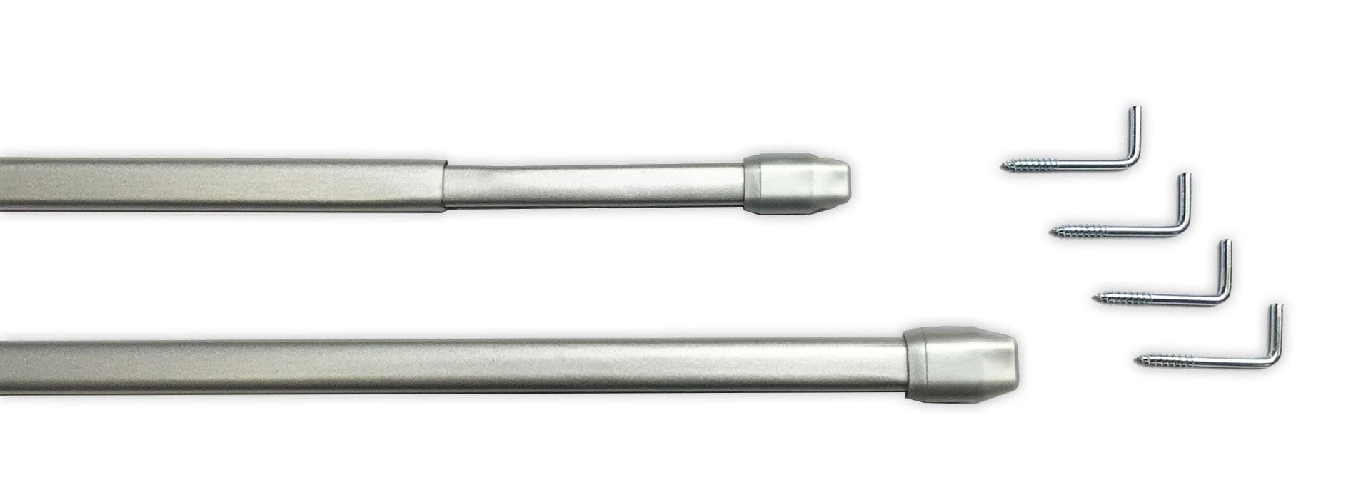 Tilldekor – curtain pole, extendable tension rod, silver, flat oval, pack of 2, Metal, Silver, 40-70 cm