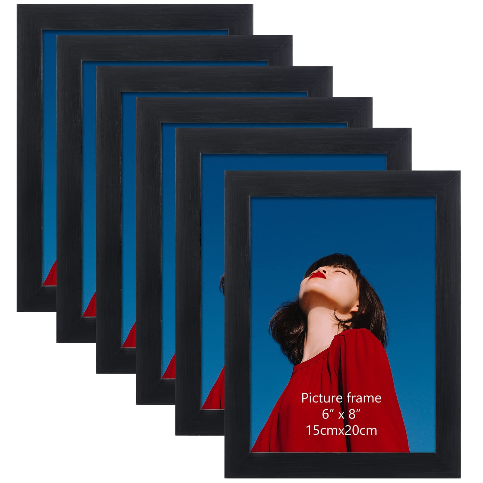 Lavezee6x8 Picture Frame Set of 6, Black Multi Frames Display 6 by 8 inch Photos without Mats for Wall and Tabletop