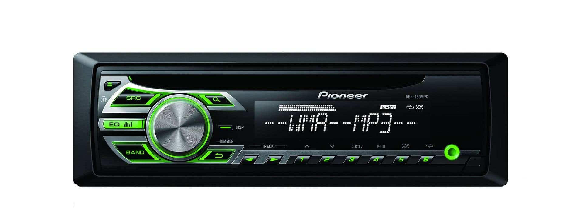 Pioneer DEH-150MPG CD RDS Tuner with WMA/MP3 playback and front illuminated Aux-In (Green)